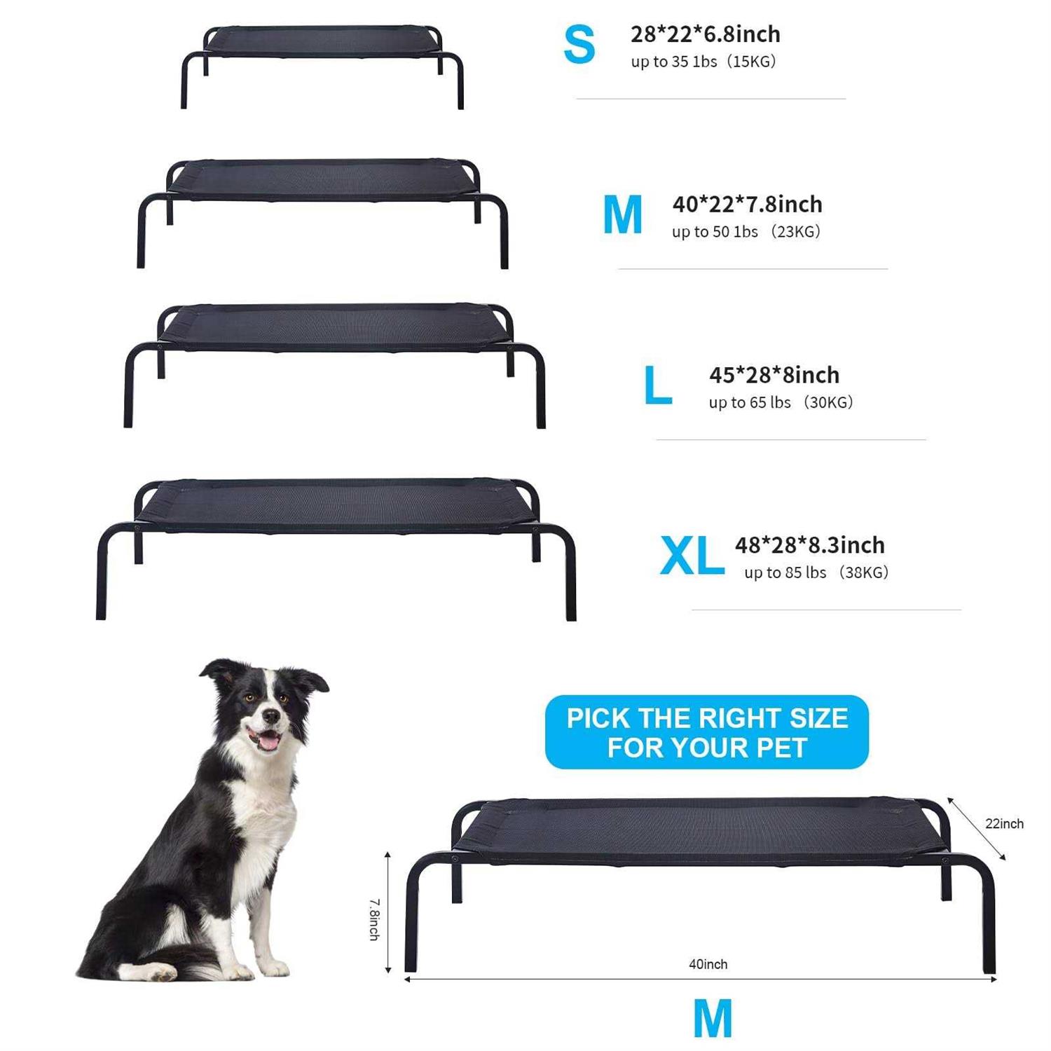 gdkasrny Pet Bed,portable raised cooling steel-framed Elevated Pet Bed 24 32 48 - Healthber