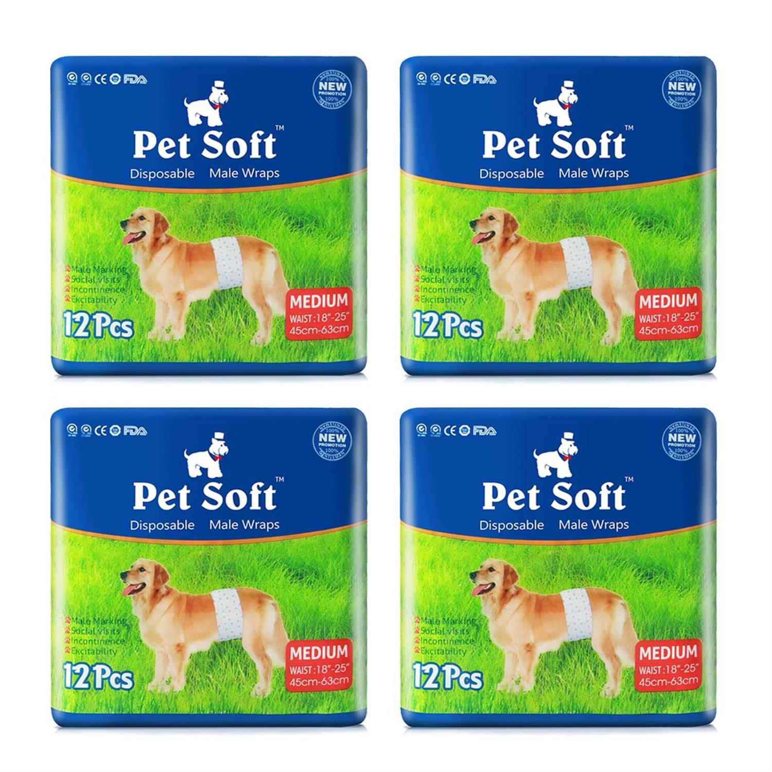 Pet Soft Disposable male Wrap Dog Diaper,12Pcs,M - Healthber