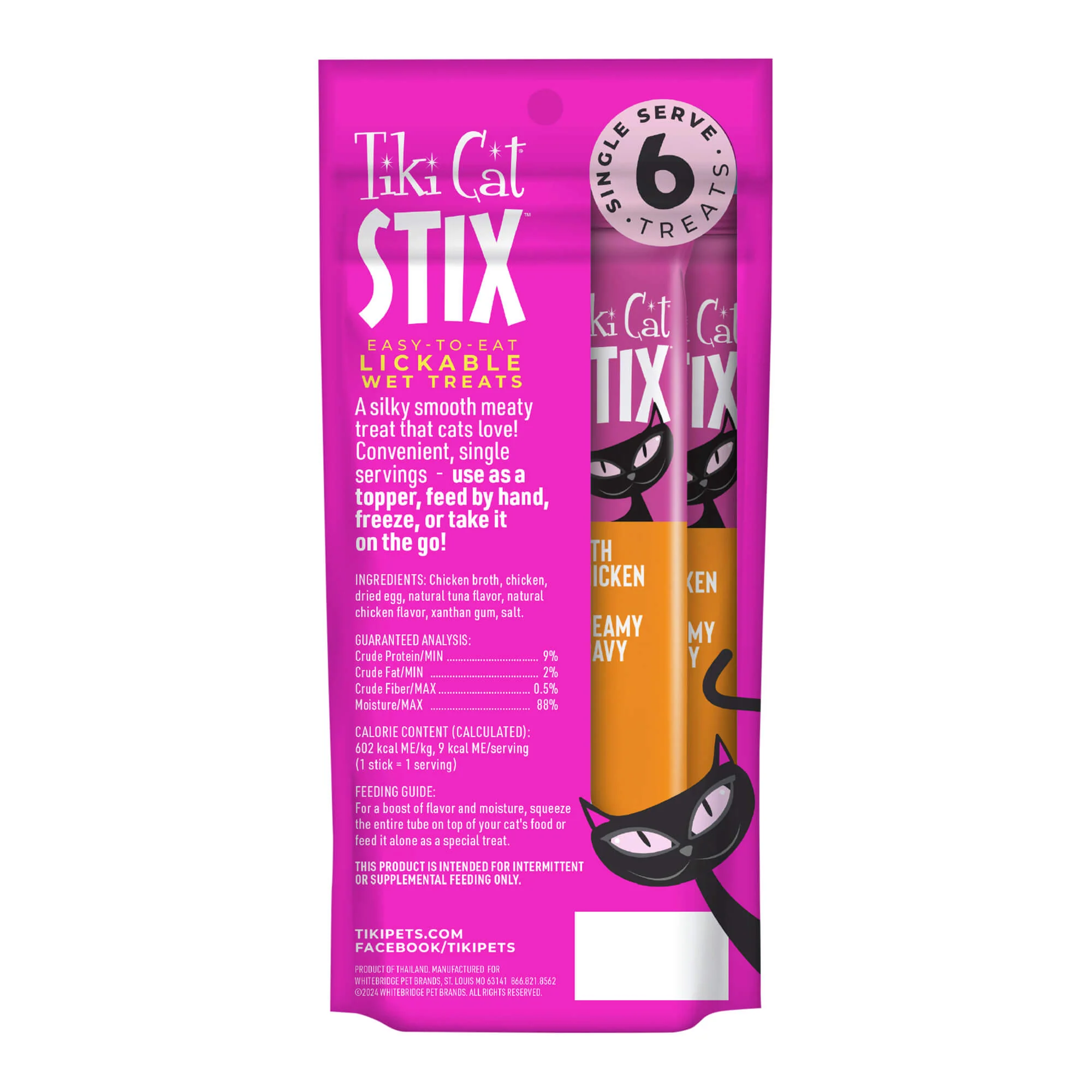 Tiki Cat Stix Wet Cat Treats, Chicken, Case of 12 (6 ct) - Healthber