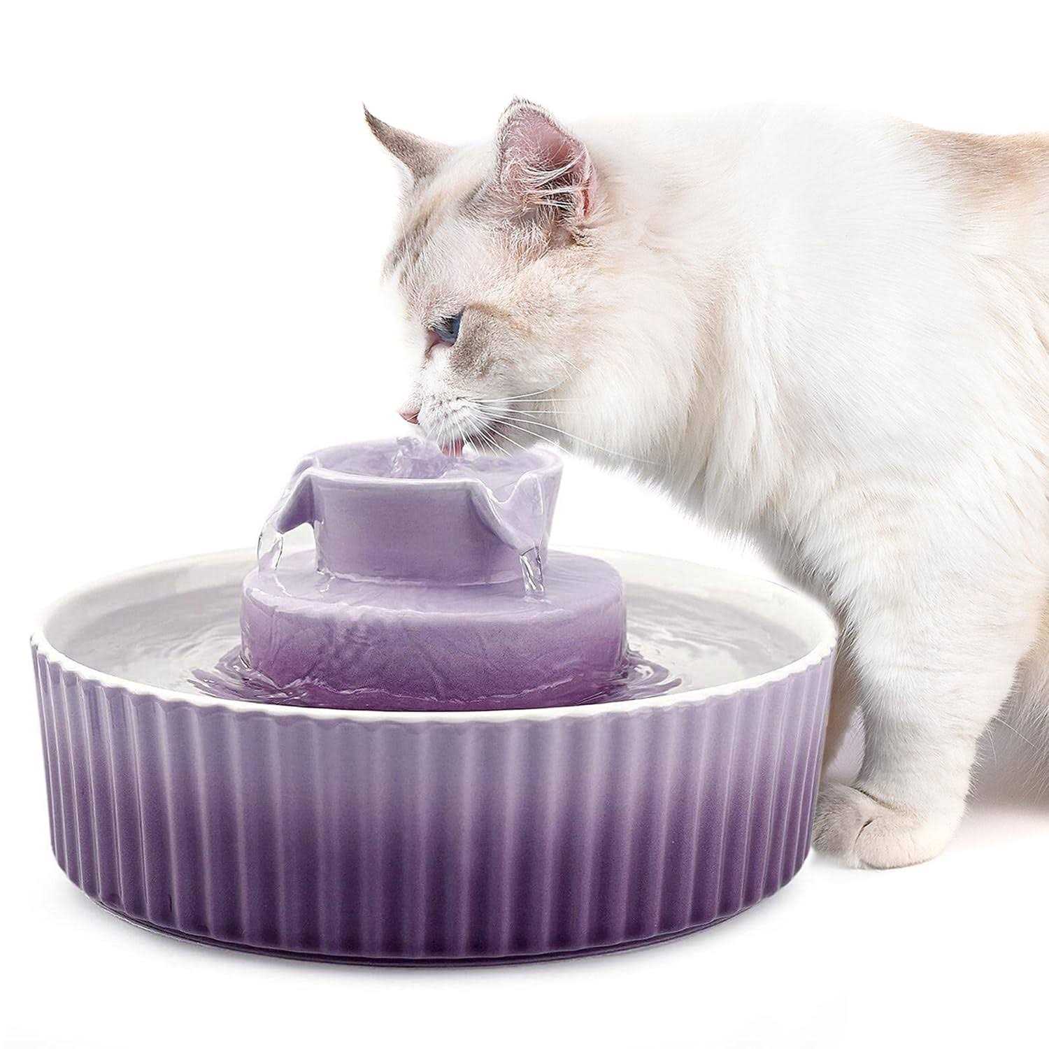 nautypaws ceramic cat water fountain, ceramic pet fountain, 2.1 l drinking fountains bowl for cats and dogs - Healthber