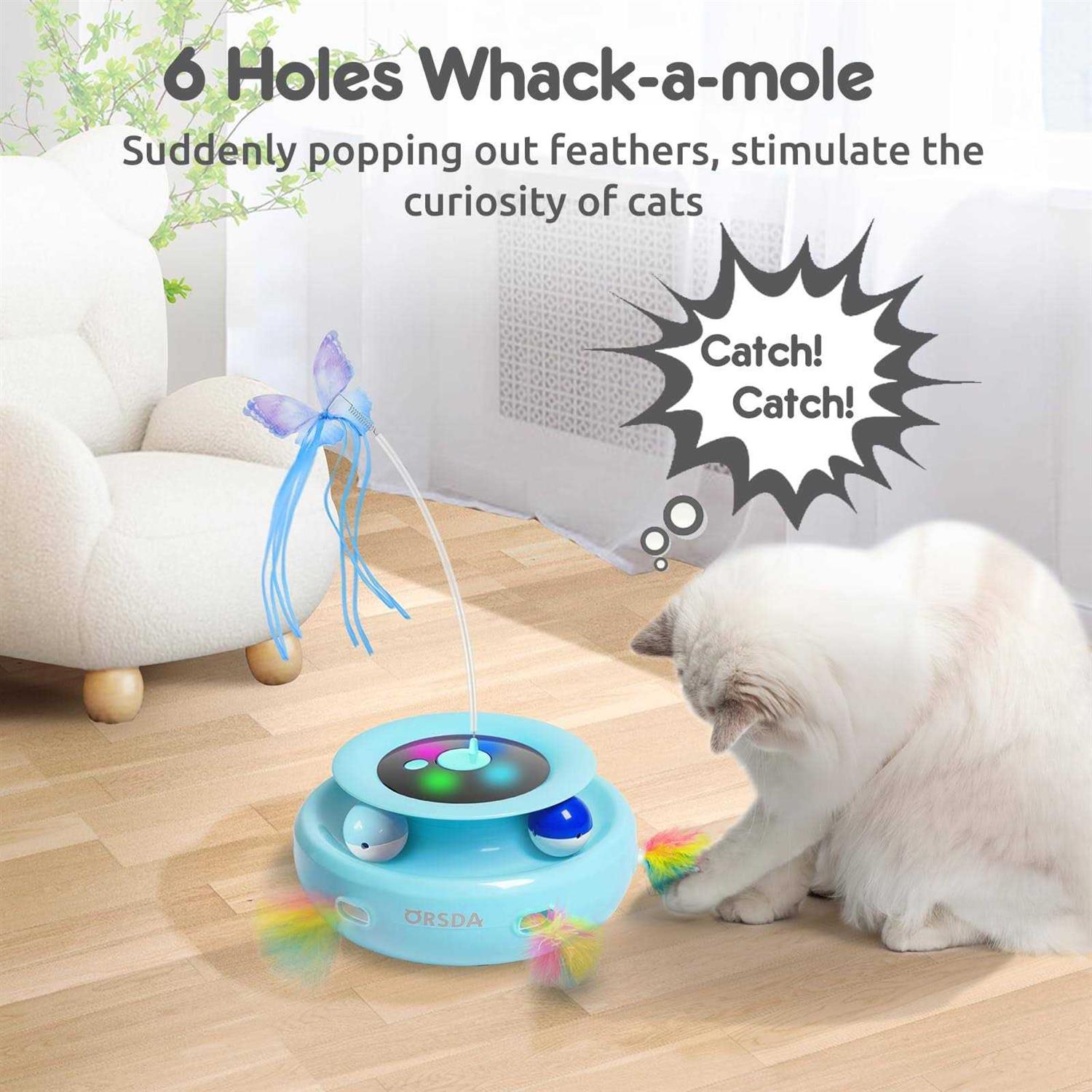 ORSDA 3-in-1 Cat Toys Rechargeable Interactive Cat Toys for Indoor Cats Automatic Kitten Toy - Healthber