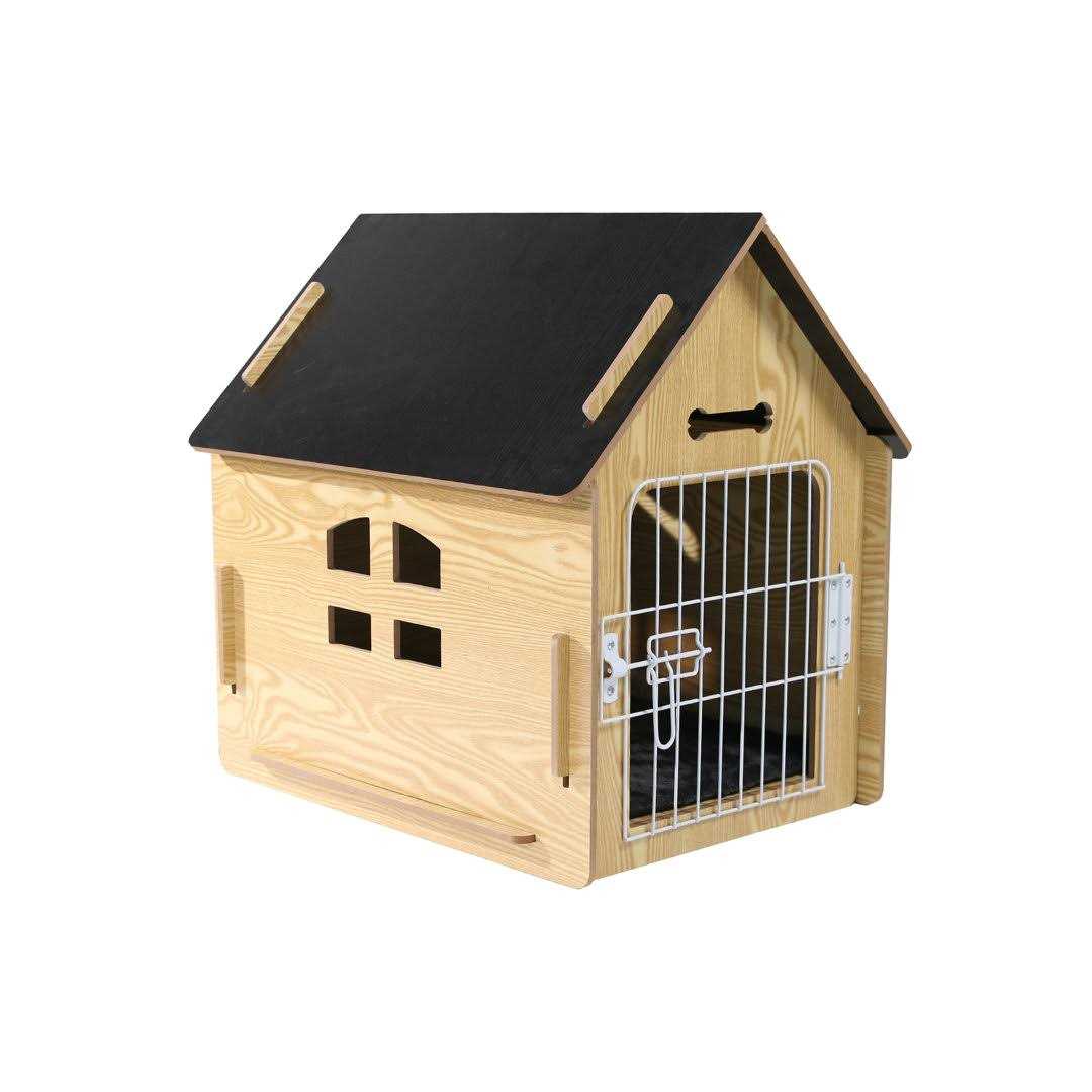 Byrn Wooden Pet house Indoor w/ Roof dog house w/ Removable Mat and Lockable Door for Small dog cat Tucker Murphy Pet Finish - Healthber