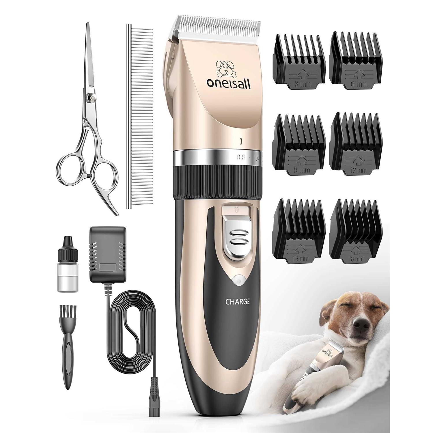 oneisall Dog Shaver Clippers Low Noise Rechargeable Cordless Electric Quiet Hair Clippers Set for Dogs Cats Pets - Healthber