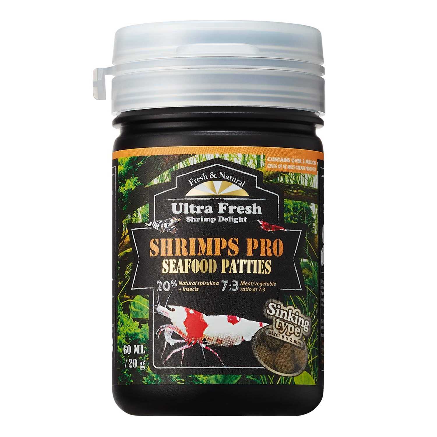 Ultra Fresh Shrimp Food, All Natrual Ingredients, High Protein, Rich in Vitamins for Crystal Shrimp, Caridina Shrimp and Small Tropical Shrimp 0.7oz - Healthber
