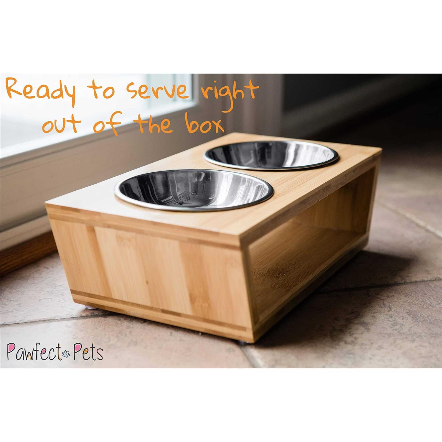 Pawfect Pets Elevated Dog Bowl Stand 4” Raised Dog Bowl for Small Dogs and Cats. Pet Feeder Comes with Four Stainless Steel Bowls - Healthber