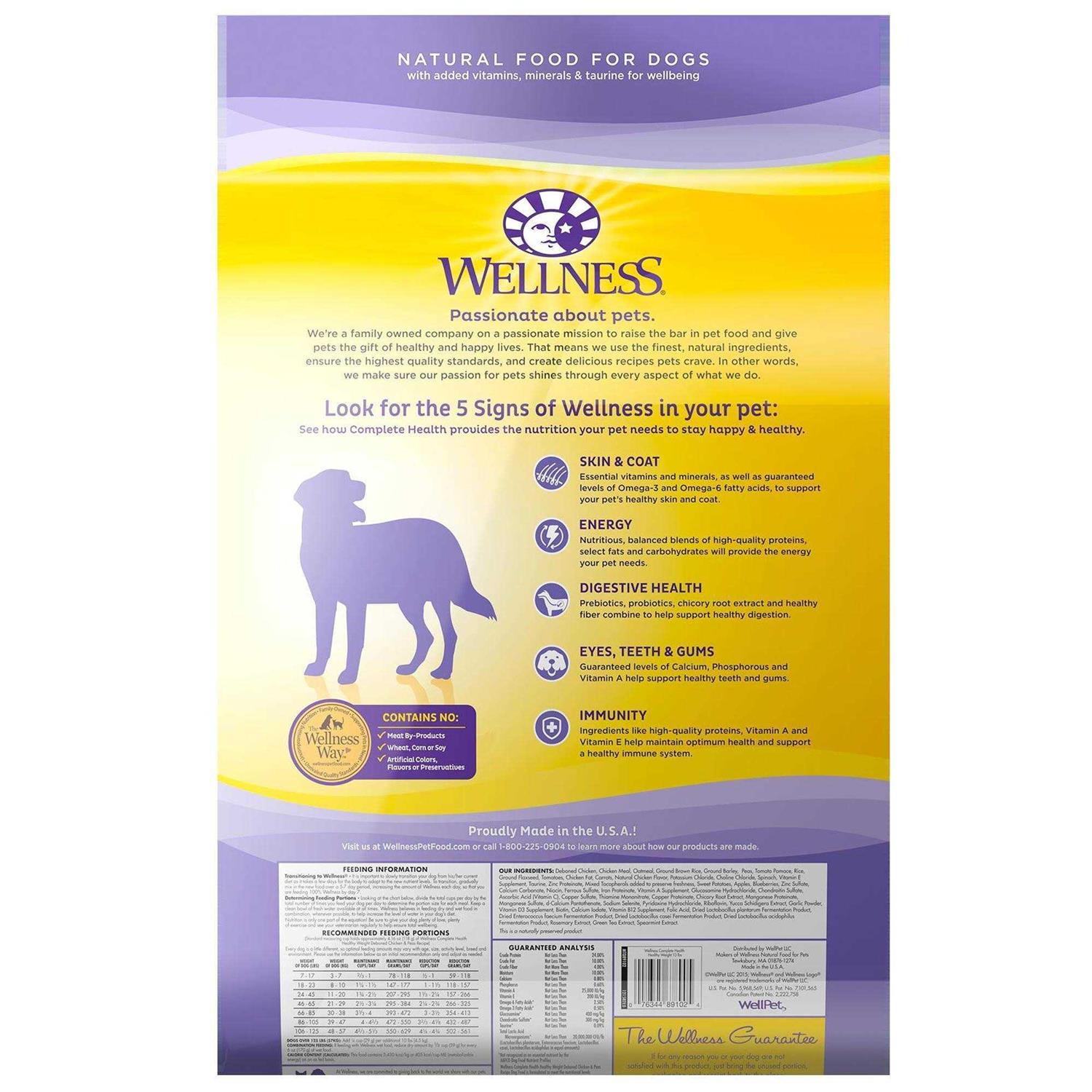 Wellness Complete Health Healthy Weight Chicken Peas Recipe Dry Dog Food - Healthber