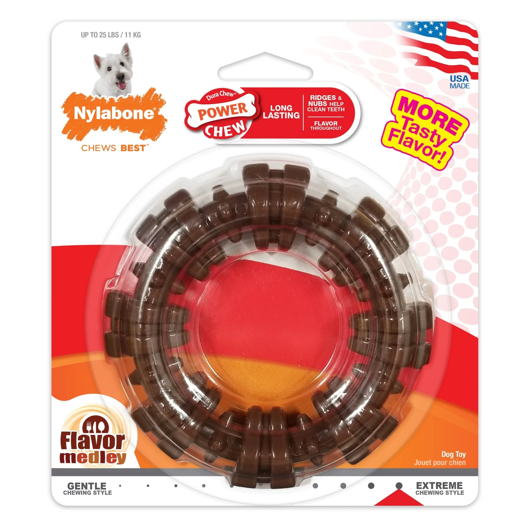 Power Chew Textured Dog Ring, Flavor Medley, Small/Regular, Up to 25 Ibs - Healthber