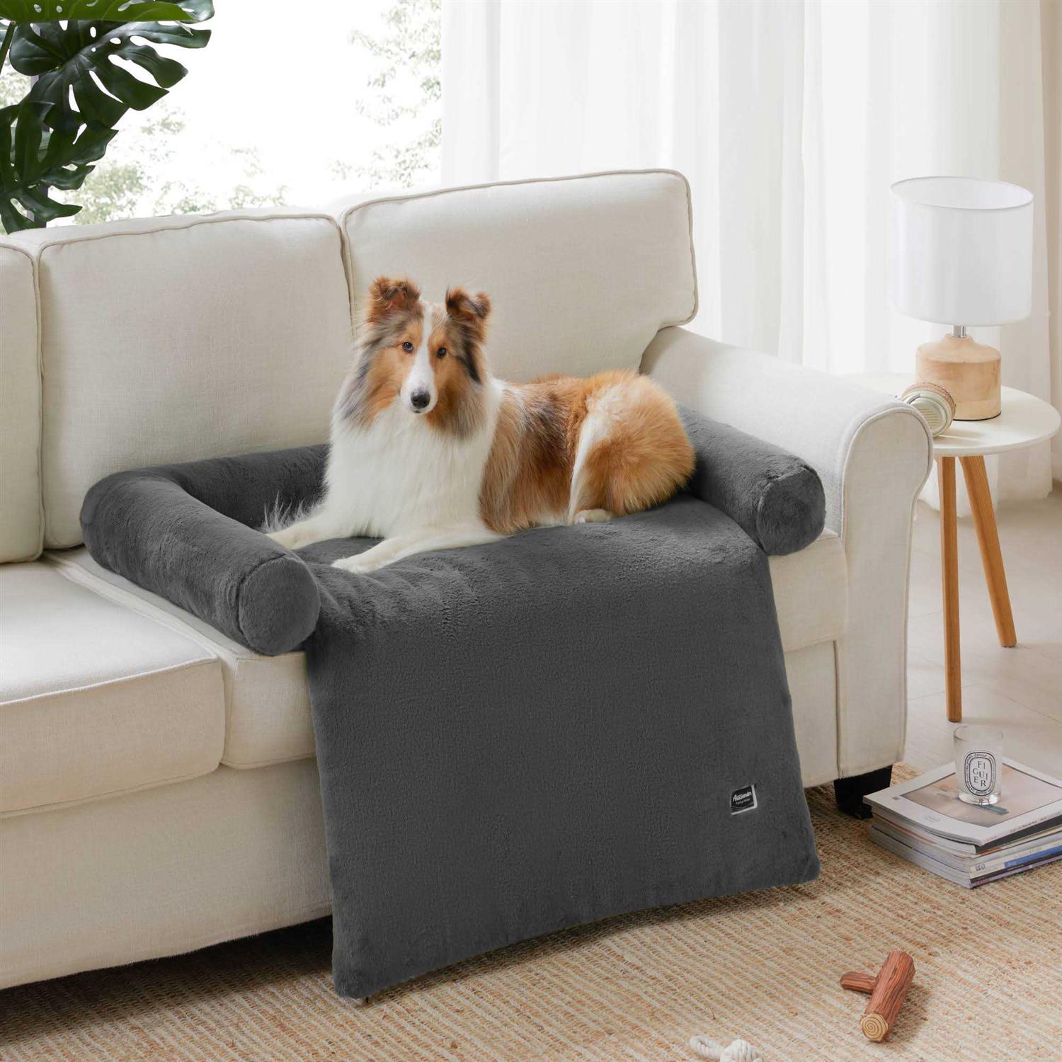 Allisandro Calming Dog Sofa Cover Bed Luxury Faux Fur Pet Couch Protector Bed - Healthber