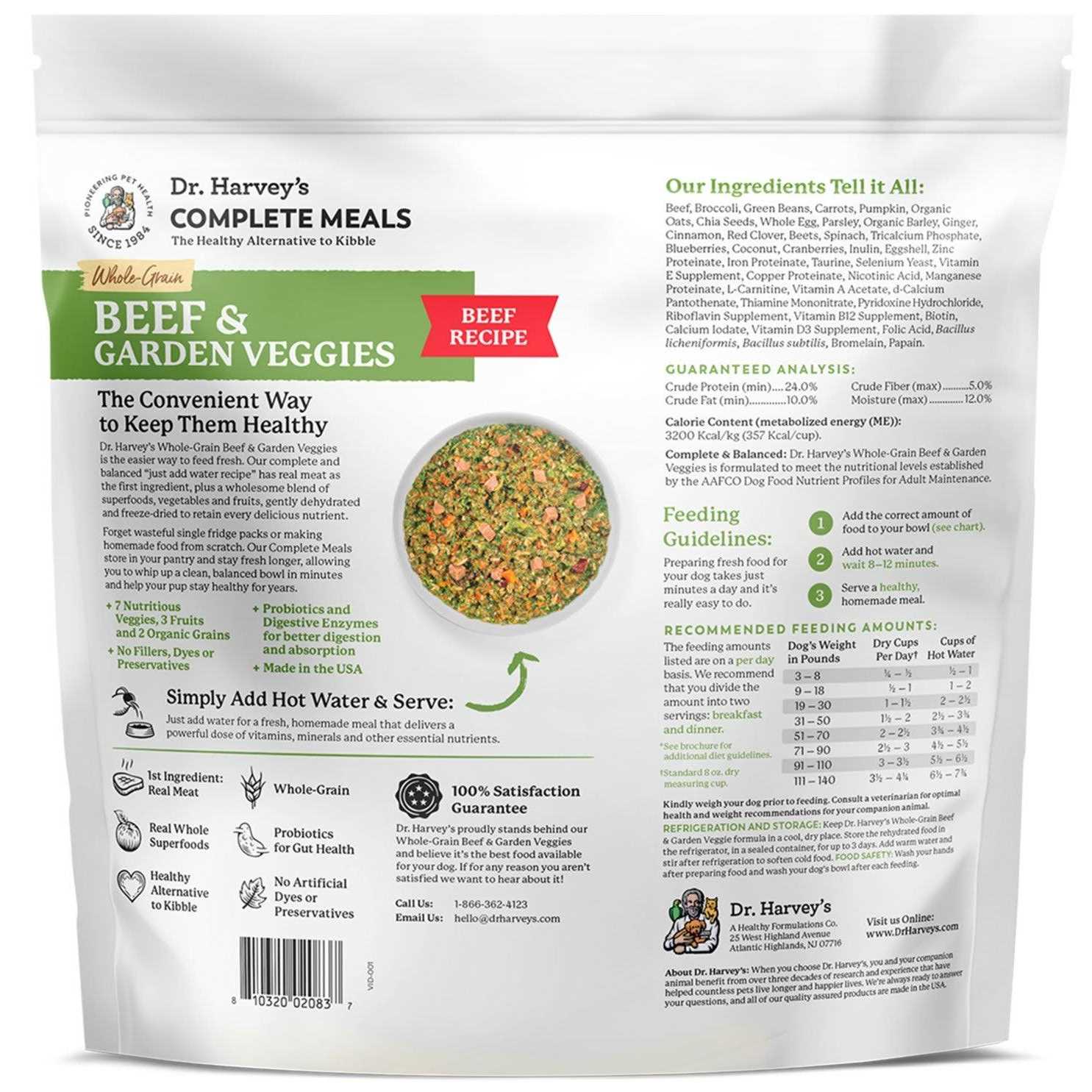 Dr. Harvey’s Whole Grain Beef & Garden Veggies Dehydrated Dog Food - Healthber