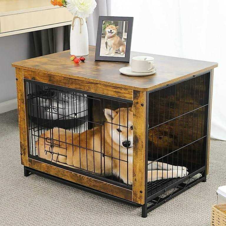 Arlopu Dog Crate Furniture Wooden End Table Indoor Dog Kennel - Healthber