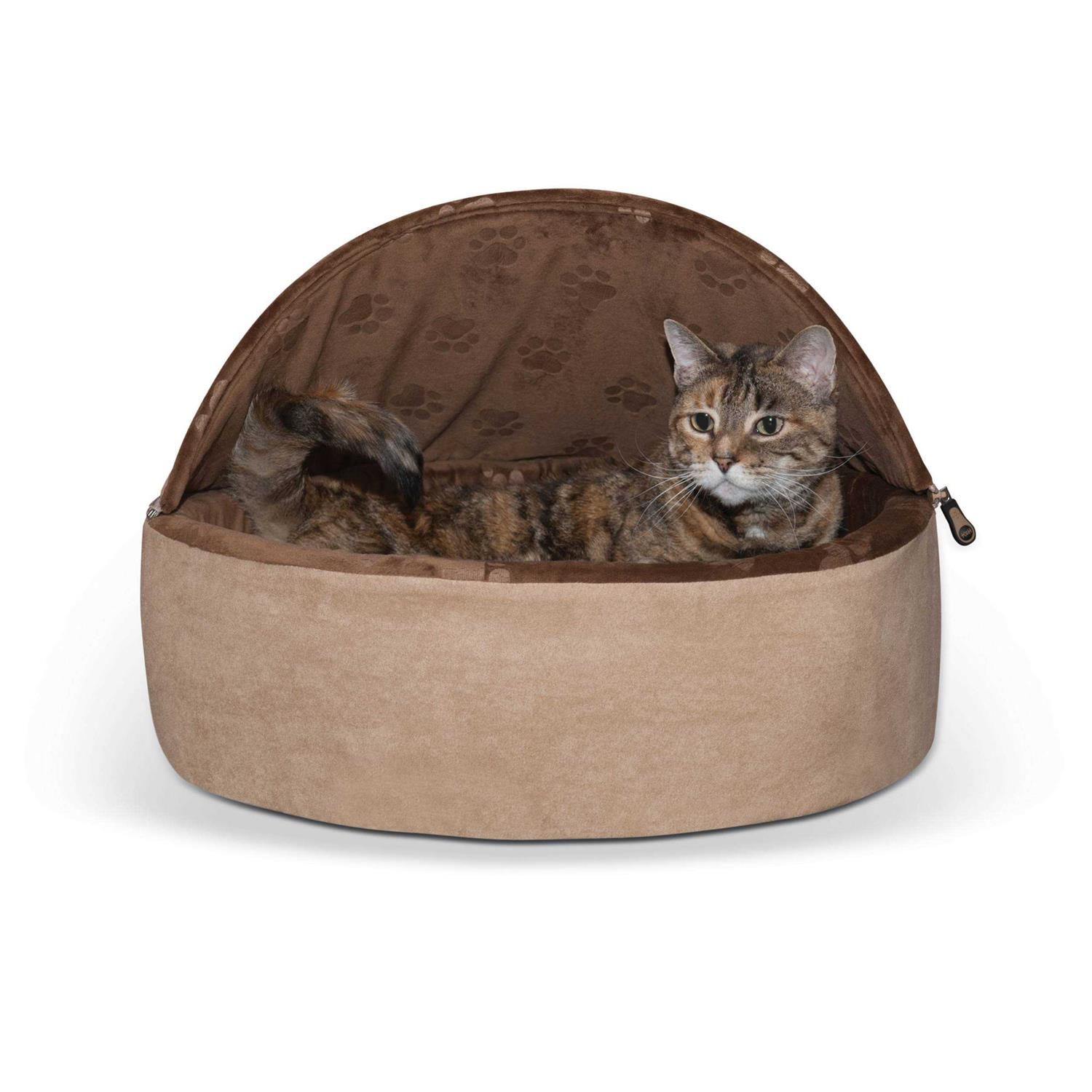 K&H Self-Warming Hooded Kitty Bed - Healthber