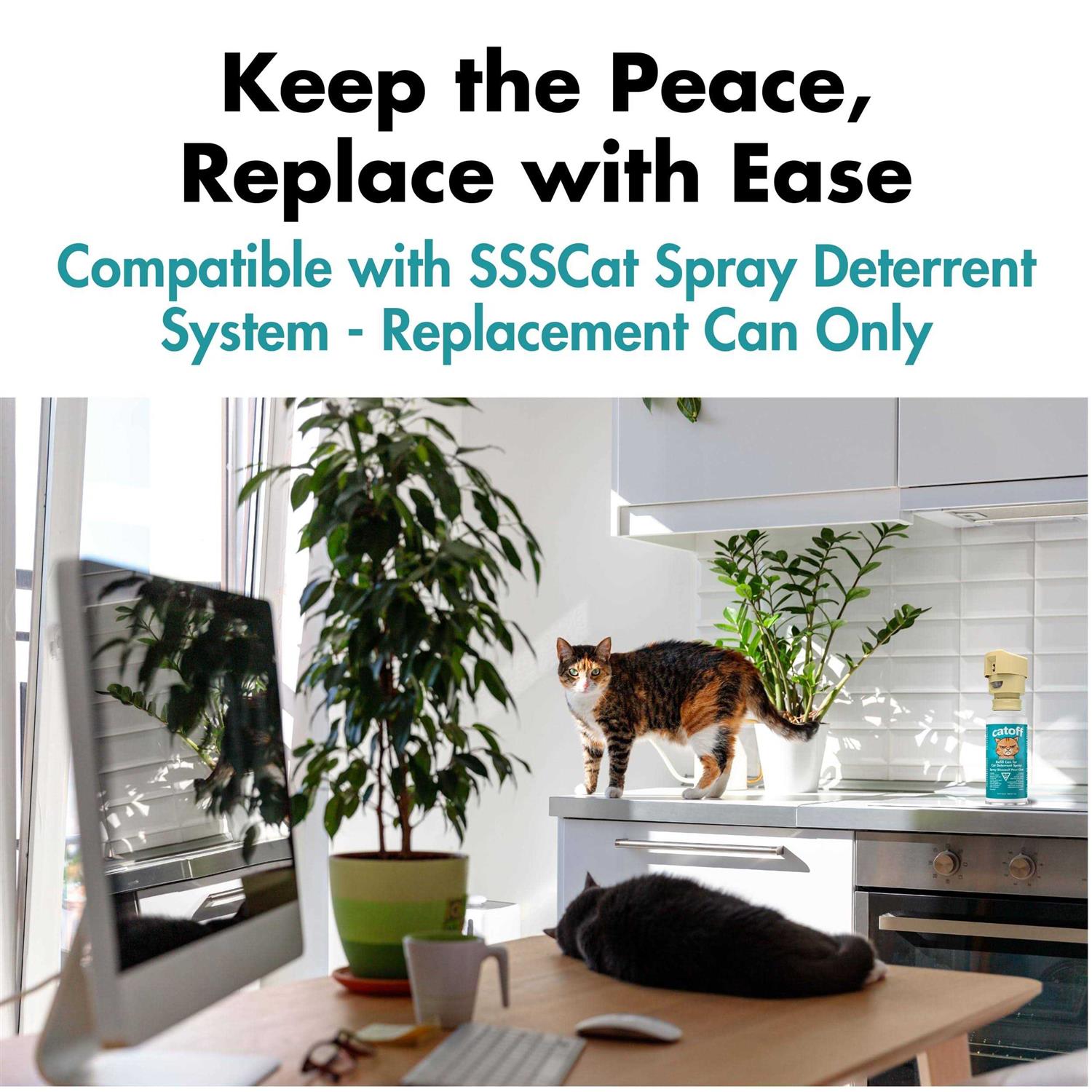 CatOFF Pack Refill Compatible with SSSCAT Indoor Cat Deterrent Spray System - Healthber
