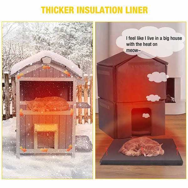 Aivituvin AIR94-IN Outside Insulated Cat House for Winter - Healthber