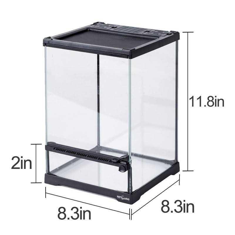 REPTIZOO glass Terrarium Tank 8x8x12, Front Opening Door Full View Visually Appealing Mini Reptile or Amphibians Habitat - Healthber