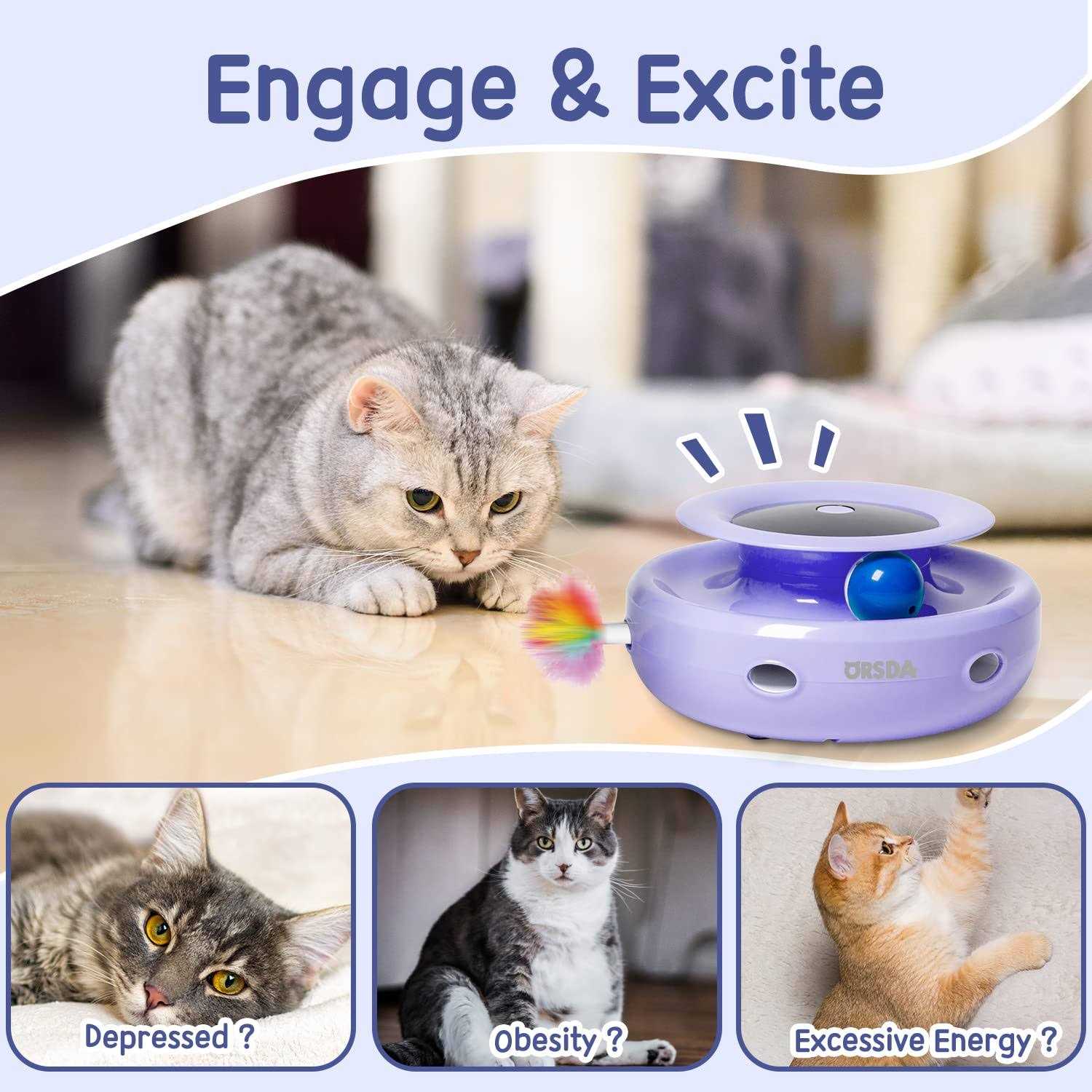 Cat Toys Orsda 2-in-1 Interactive Cat Toys for Indoor Cats Automatic Cat Toy Balls - Healthber