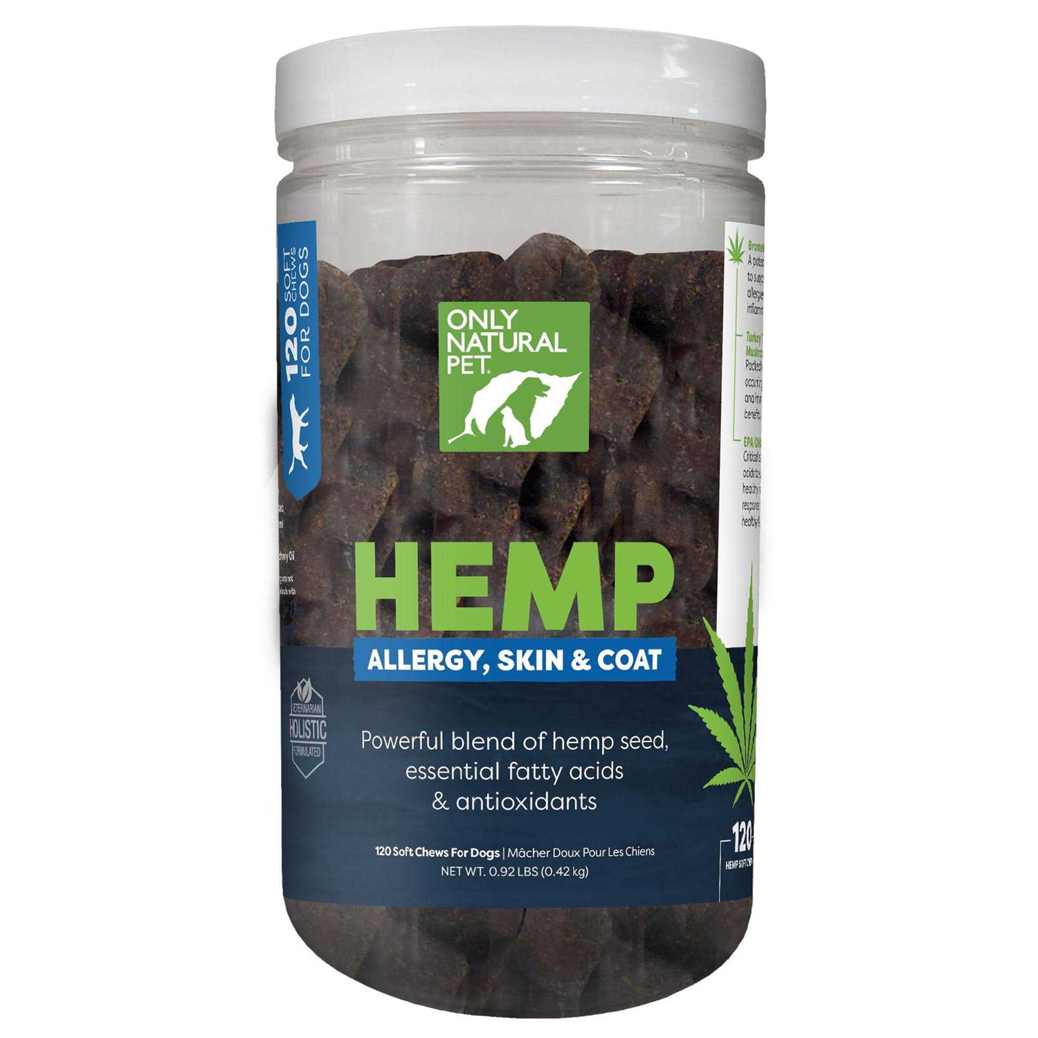 Only Natural Pet Hemp Allergy Skin & Coat Soft Dog Chews - Healthber