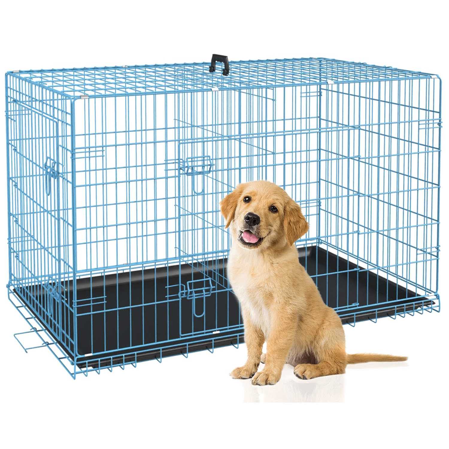 bestpet 24,30,36,42,48 Inch Dog Crates for Large Dogs Folding Mental Wire Crates Dog Kennels Outdoor and Indoor Pet Dog Cage Crate with Double-Door - Healthber