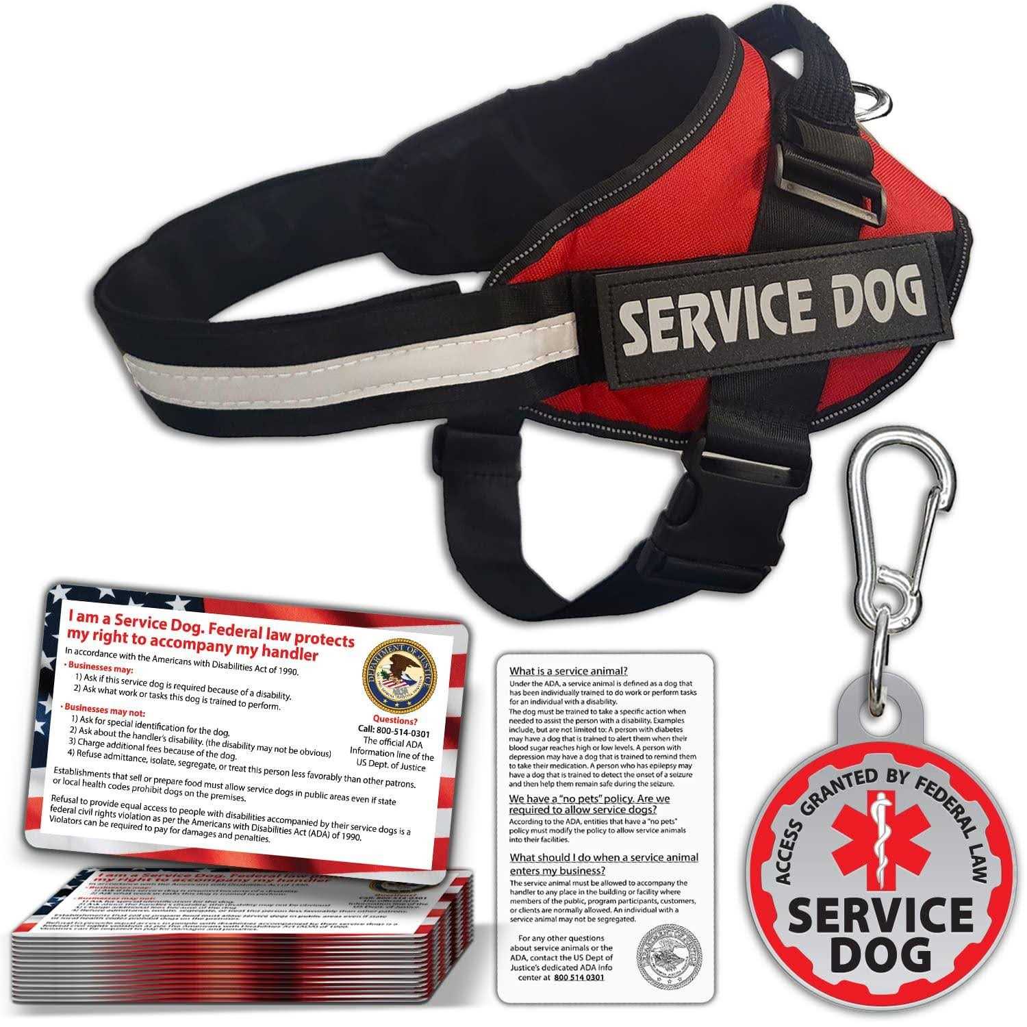 Pelto Service Dog Vest + ID Tag + 50 ADA Information Cards Service Dog Harness w patch in Sizes X Small to XX Large - Healthber