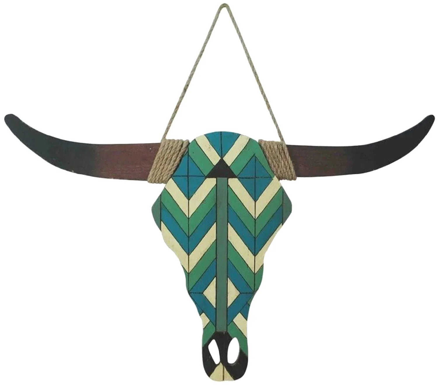Southwestern Colorful Skull Wall Hanging with Jute Rope - Healthber