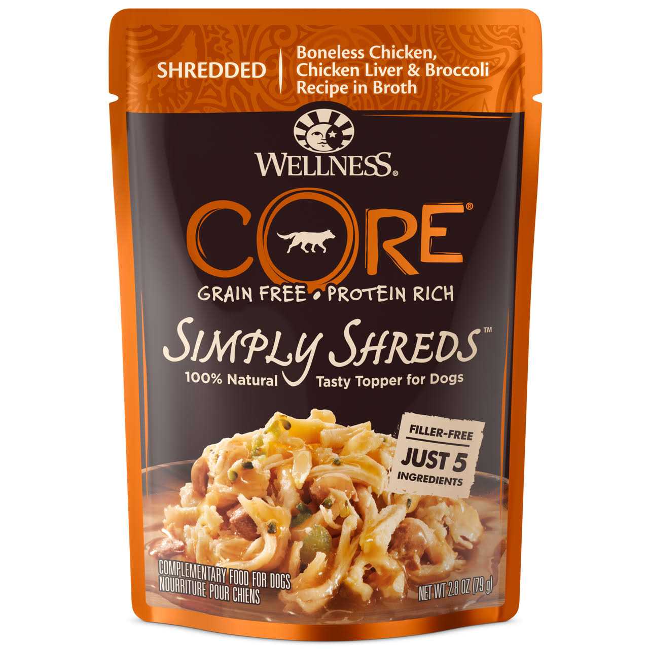 Wellness Core Simply Shreds Natural Grain Free Chicken Wet Dog Food Topper - Healthber