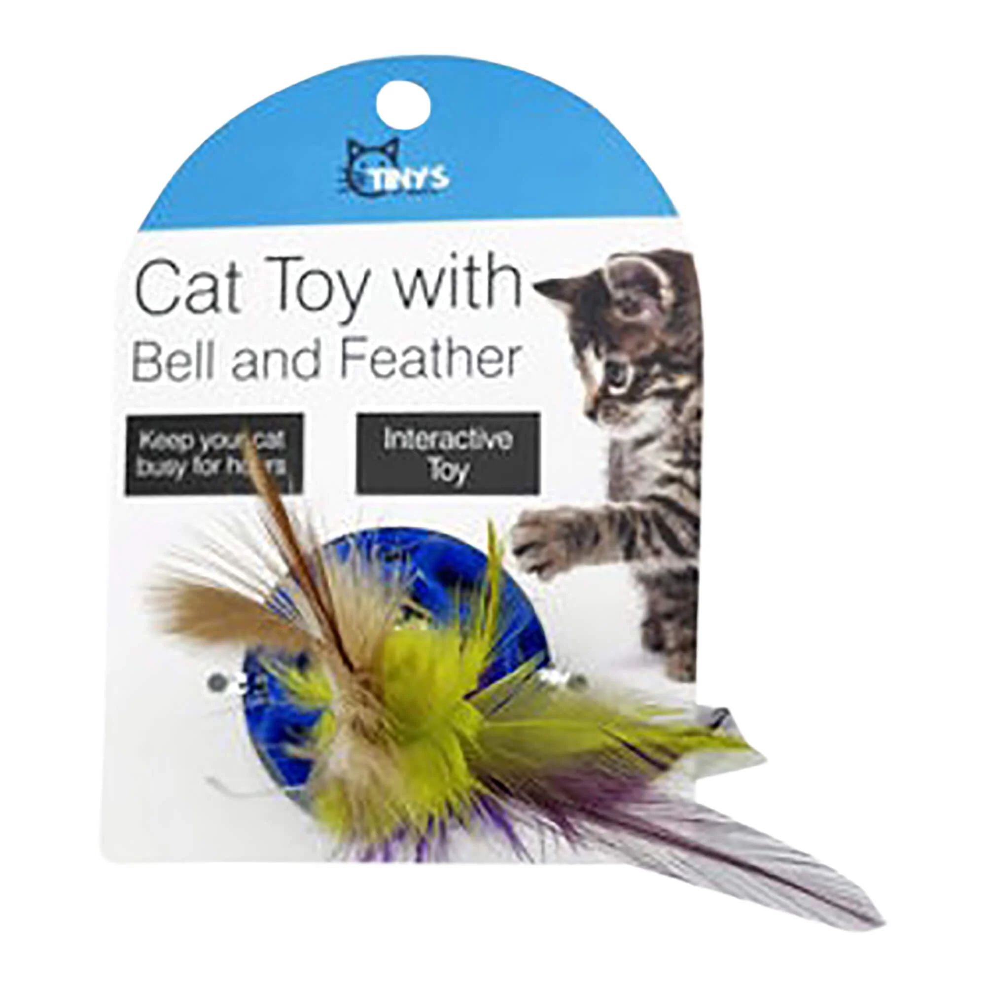 Cat Toy with Bell and Feather, Assorted - Healthber