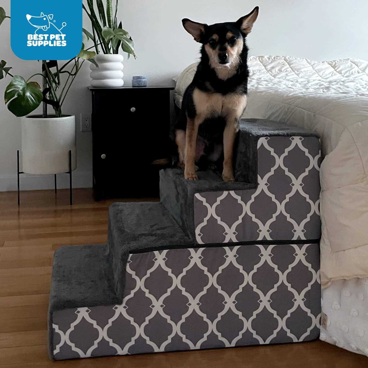 Foldable Pet Steps/Stairs with CertiPUR-US Certified Foam by Best Pet Supplies - Healthber