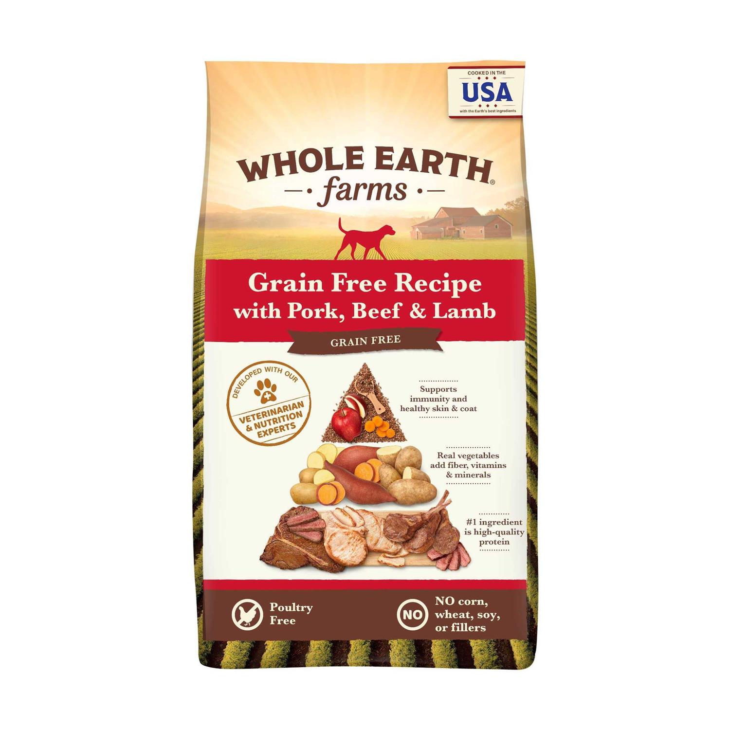 Whole Earth Farms Grain Free Pork Beef & Lamb Recipe Dry Dog Food - Healthber