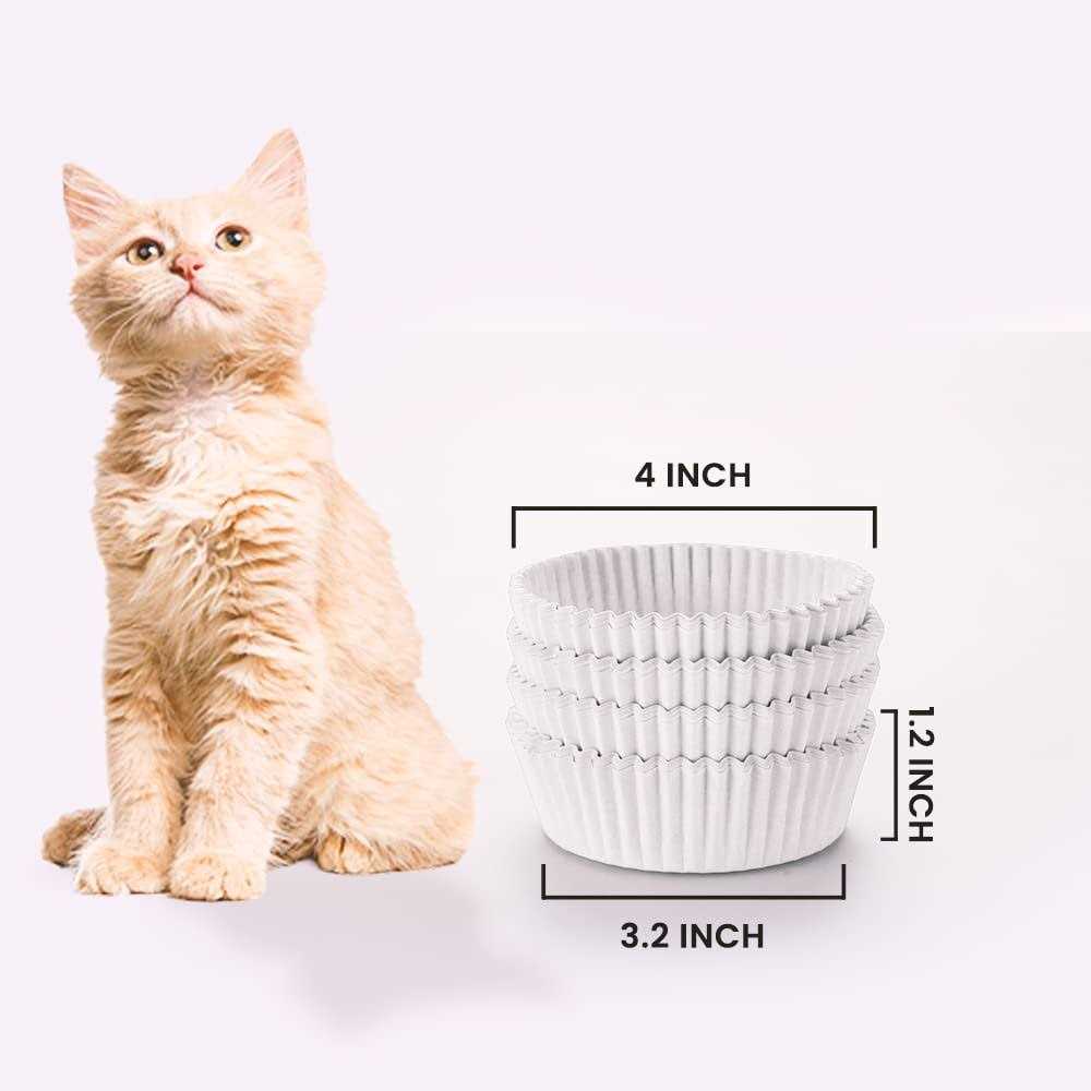 Fatty Bee FattyBee 200 Pcs Pets White Disposable Feeding Bowls Liner Disposable Pet Bowls - Healthber