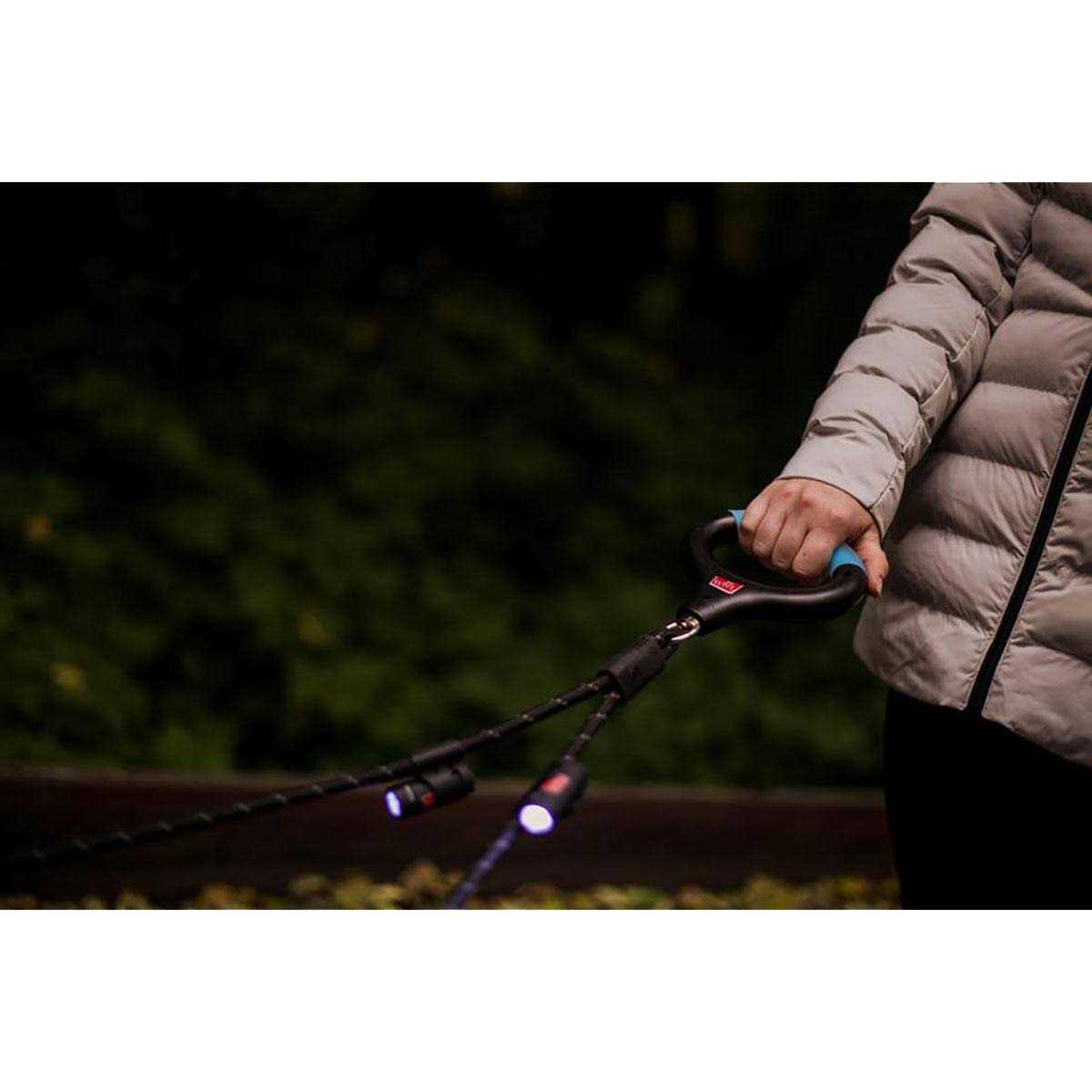 Wigzi Dual Doggie Gel Handle Rope Dog Leash with Lights - Healthber