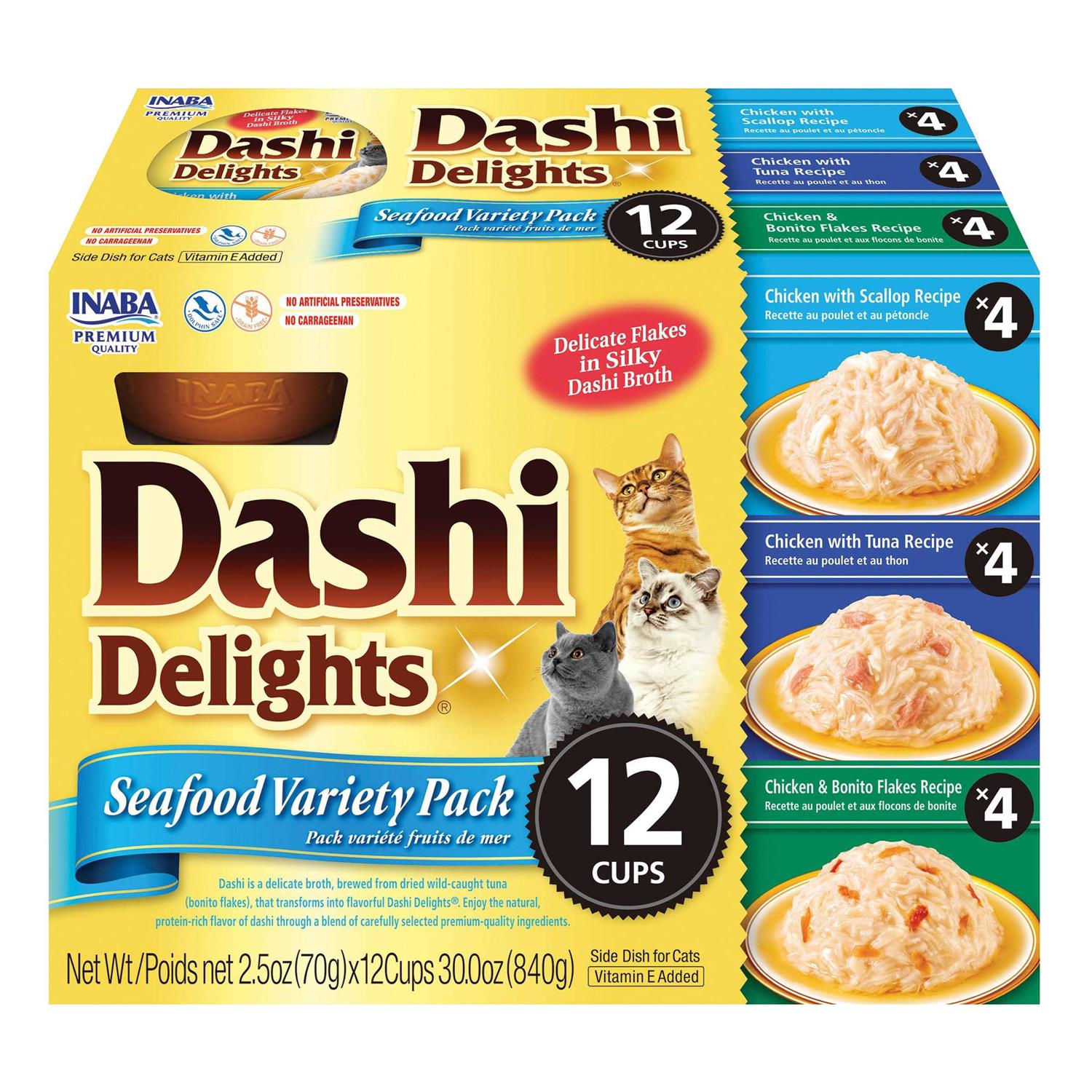 Inaba Dashi Delight Flavored Variety Pack Bits in Broth Cat Food Topping - Healthber