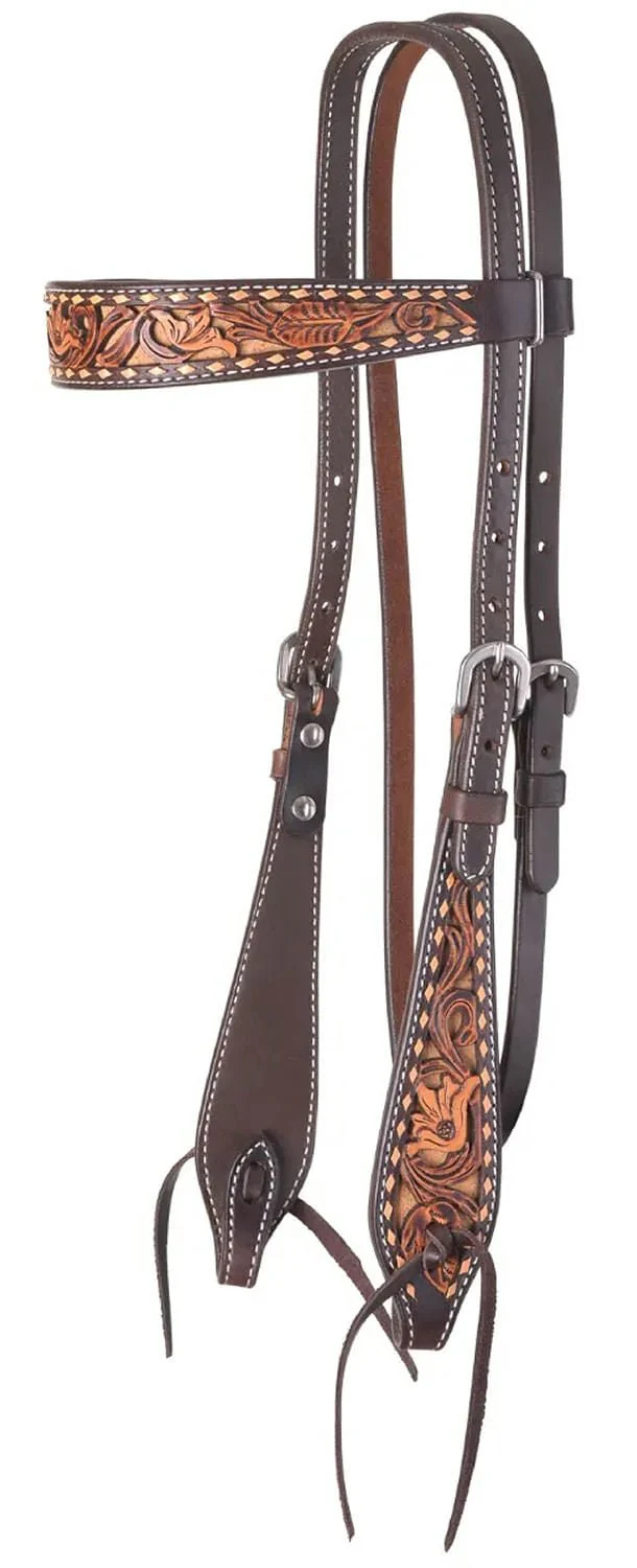 Circle Y Dusty Floral Browband Headstall, Full - Healthber