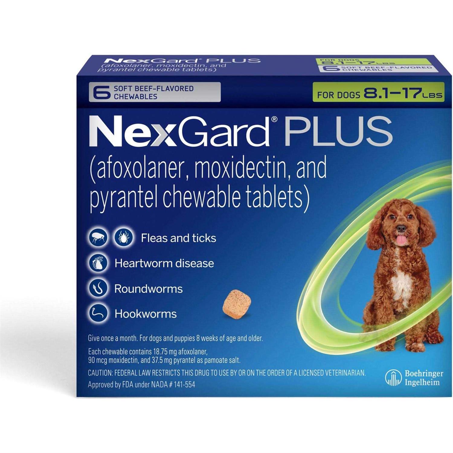 NexGard Plus Chewables for Dogs 8.1-17 lbs - Healthber