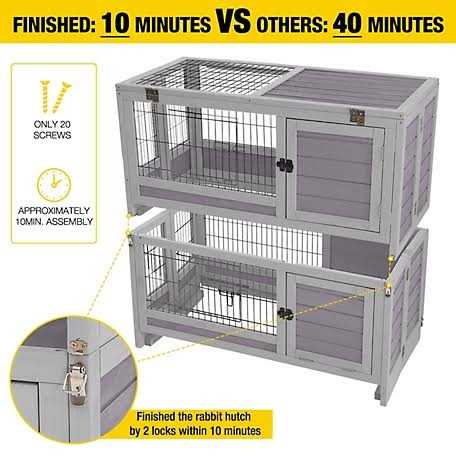 Aivituvin AIR18-F Premium Wooden Rabbit Hutch with Folding Design for Easy Assembly - Healthber