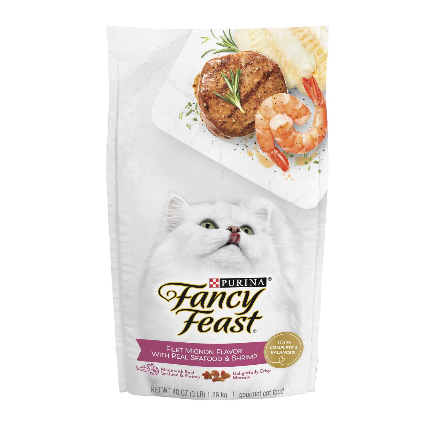 Fancy Feast Dry Cat Food Filet Mignon Flavor with Seafood & Shrimp - Healthber