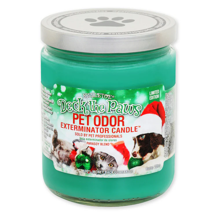 Pet Odor Exterminator Candle, Deck the Paws, 13 oz - Healthber