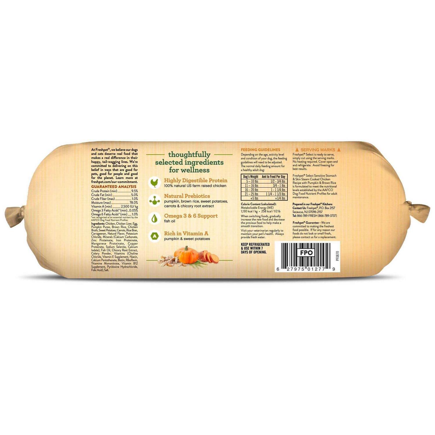 Freshpet Select Sensitive Stomach & Skin Steam Cooked Chicken Recipe Dog Food - Healthber