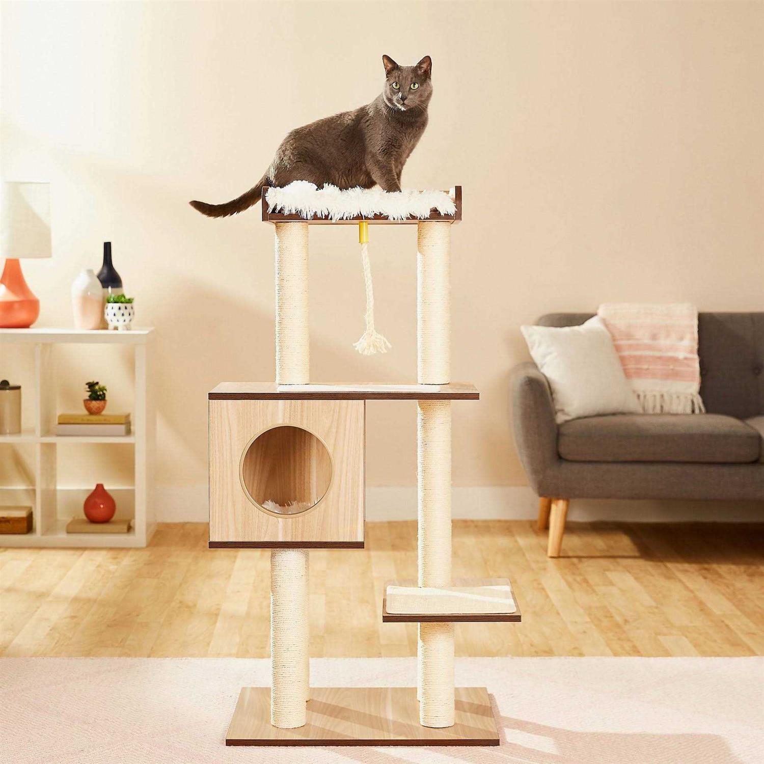 Frisco 47.5-In Modern Cat Tree Condo - Healthber