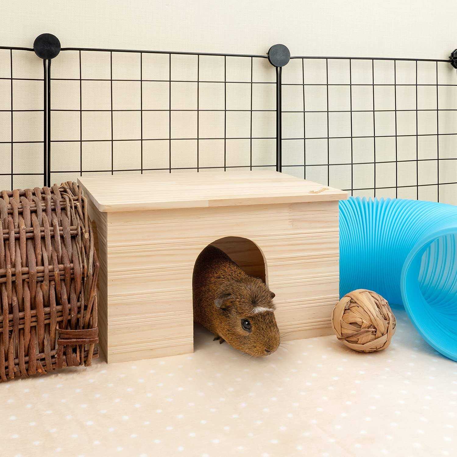 Niteangel Wood House with Window, Chinchilla and Guinea Pigs Hut Hideout - Healthber