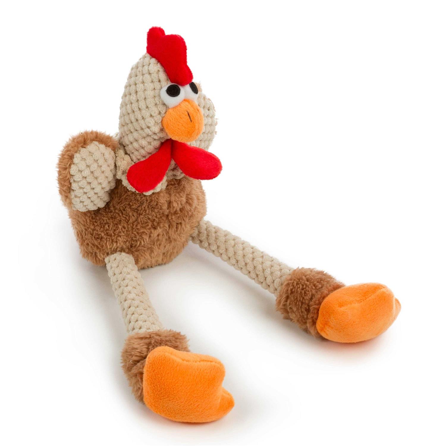 goDog Checkers Chew Guard Skinny Rooster Dog Toy - Healthber