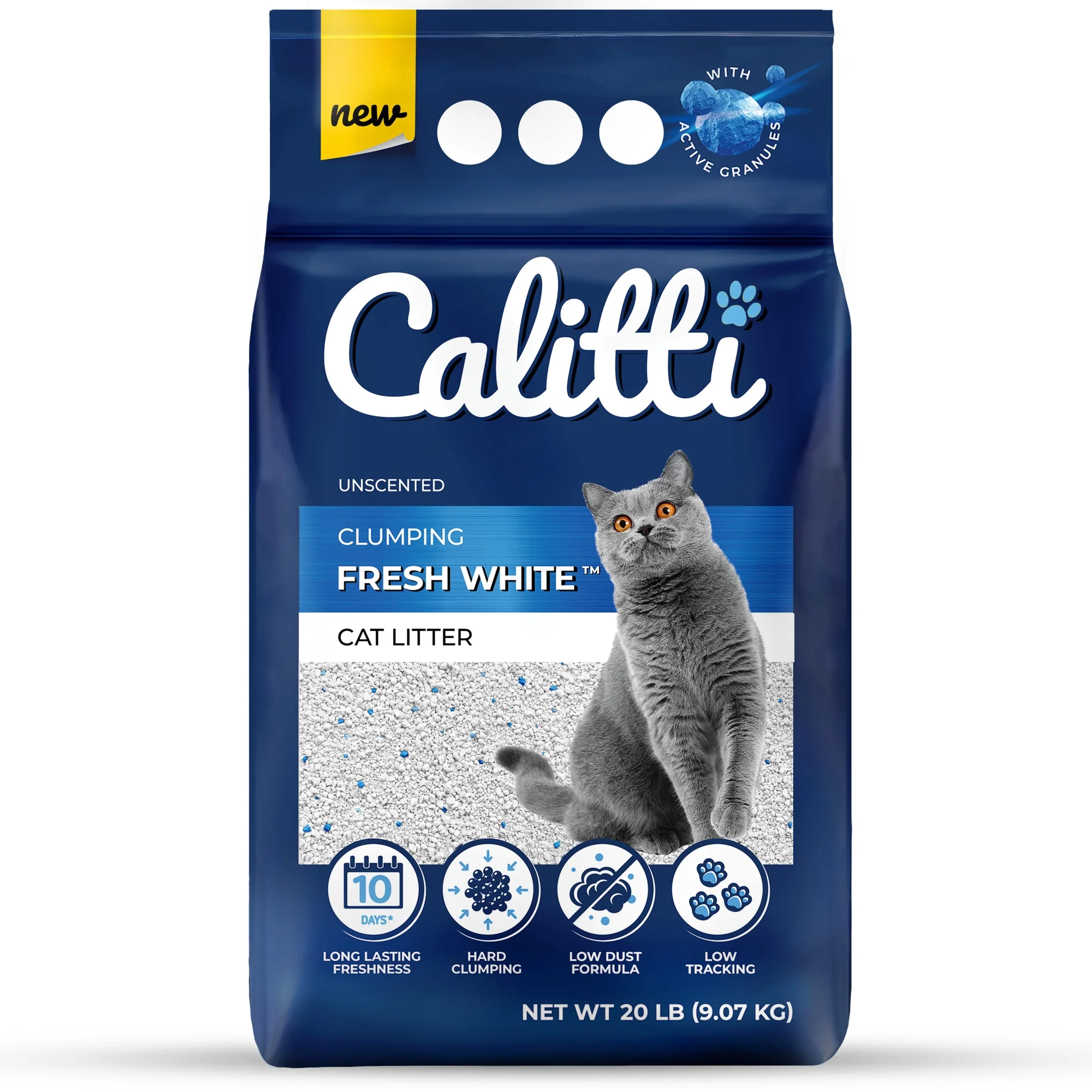 Calitti Fresh White Cat Litter, Unscented, 20 lbs - Healthber