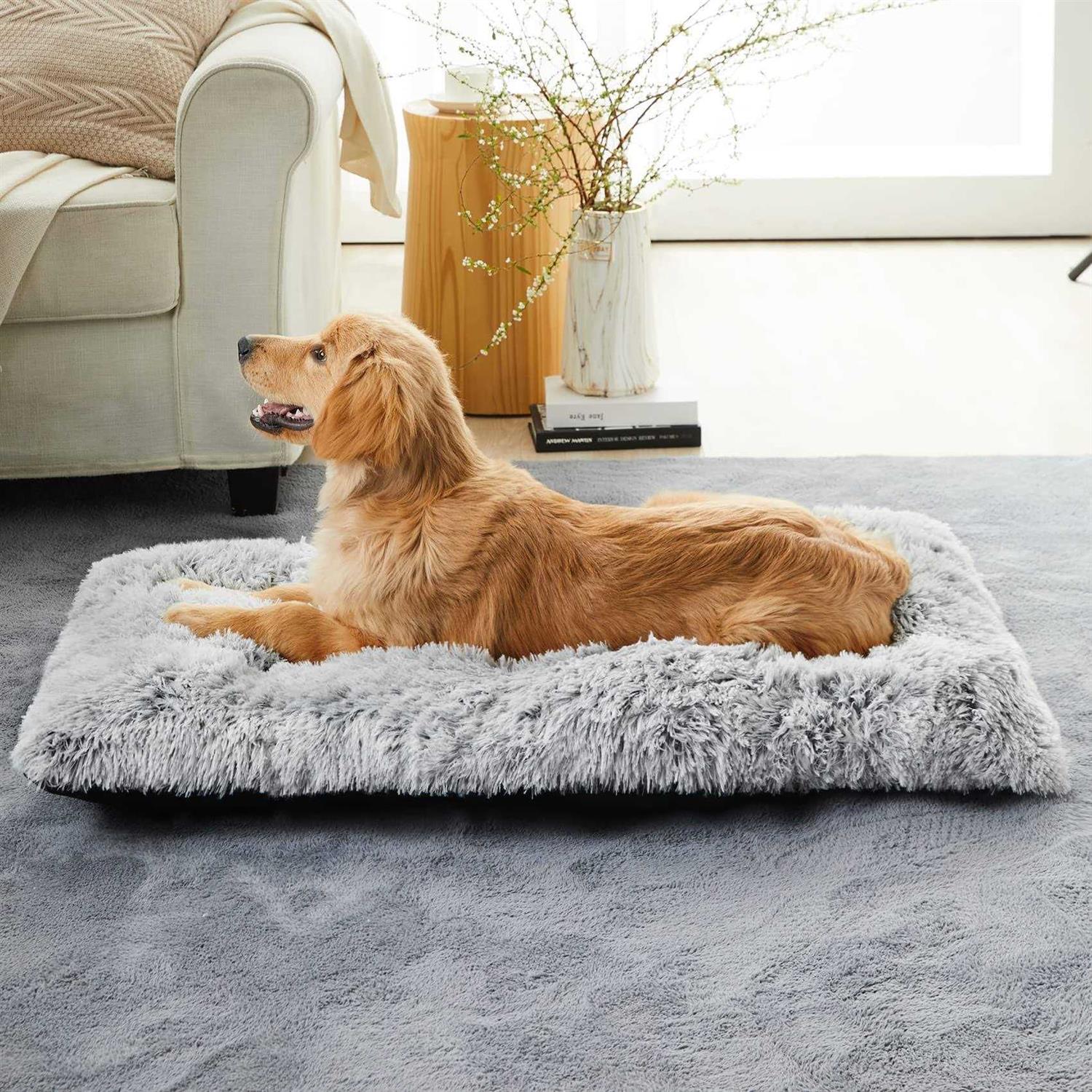 BFPETHOME Dog Beds for Large Dogs Plush Dog Crate Bed Fluffy Cozy Kennel Pad for Sleeping &Ease Anxiety - Healthber
