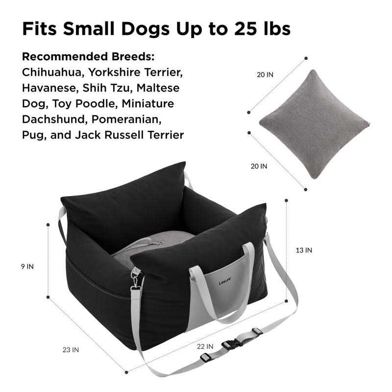 LE SURE Lesure Small Dog Car Seat for Small Dogs Waterproof Dog Booster Seat for Car with Storage Pockets, Clip-On Safety Leash and Thickened Memory Foam - Healthber