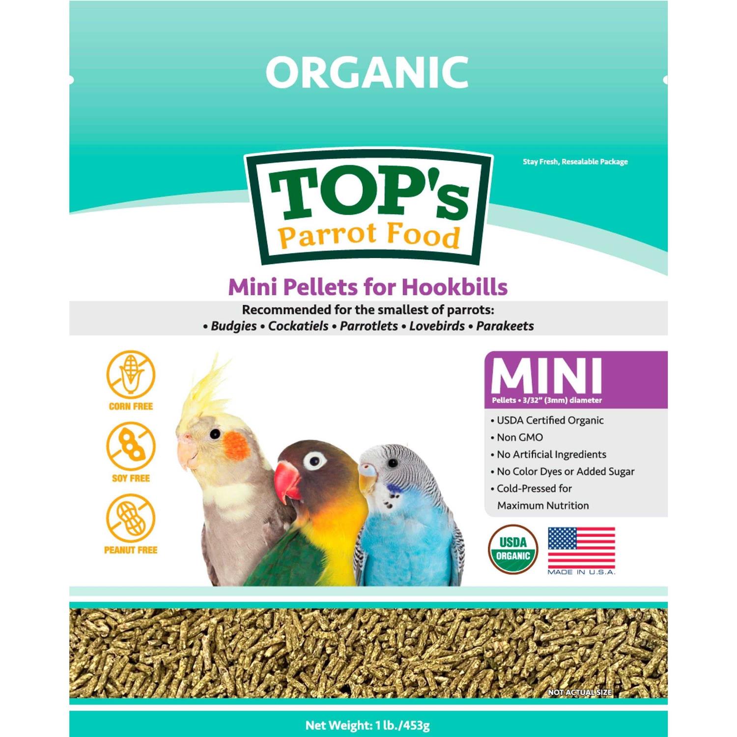TOP’s Parrot Food Mini Pellets 1lb Bird Food - Healthber