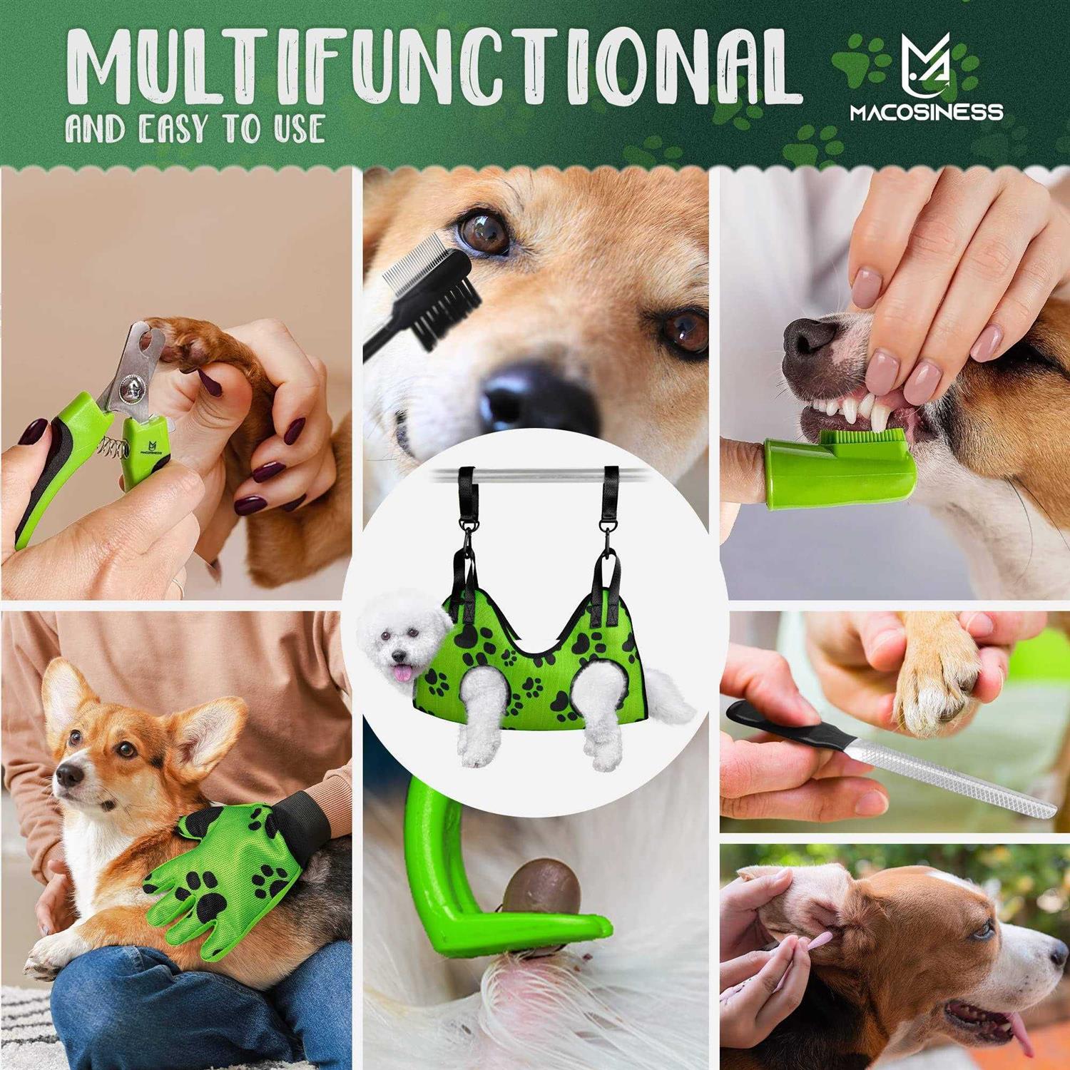 MAcosiness Pet Grooming Hammock for Nail Trimming Complete Groomers Helper Set for Pets - Healthber
