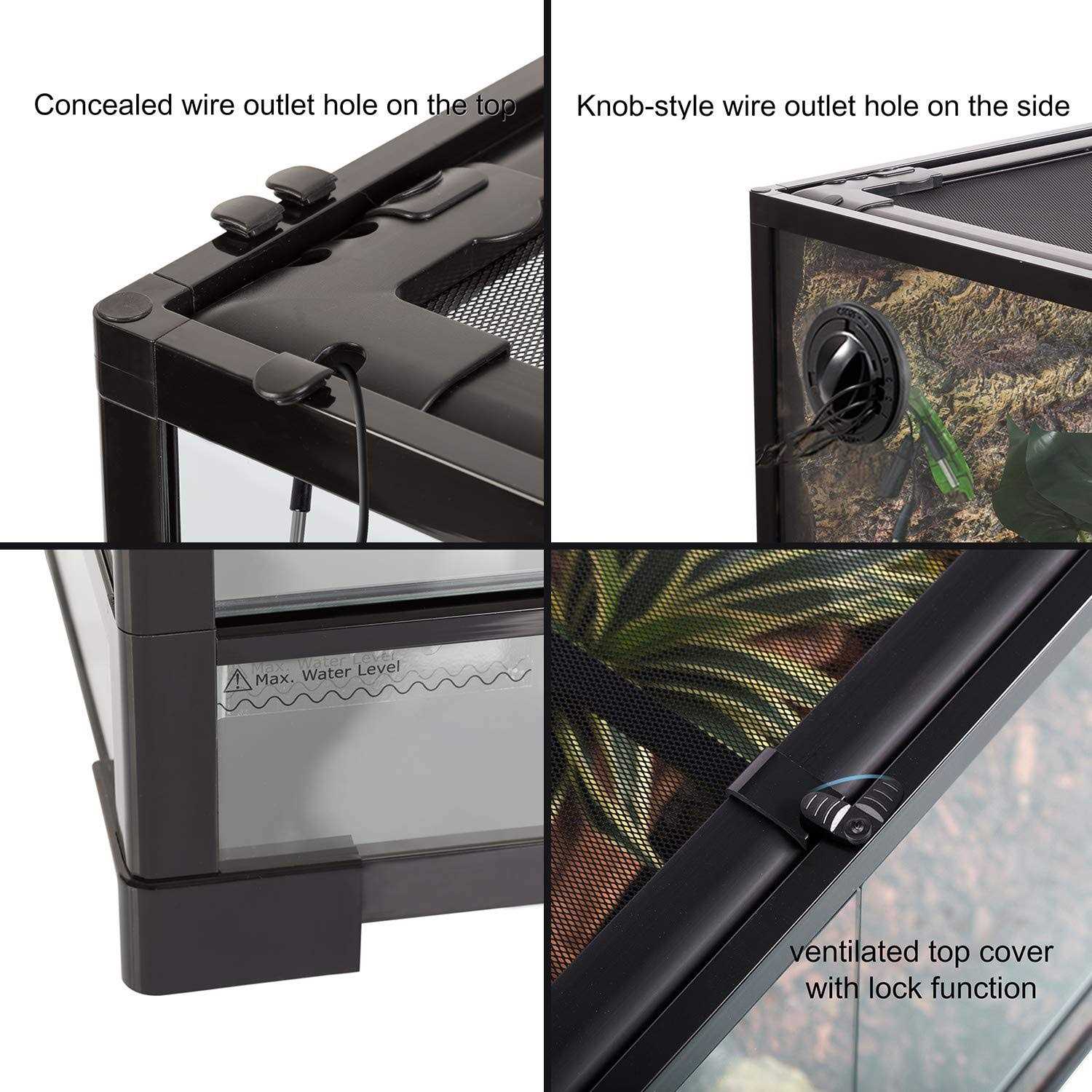 Repti ZOO 24 x 18 x 36 Reptile Tall Glass Terrarium Rainforest Habitat Double Hinge Door with Screen Ventilation 67 Gallon Reptile Terrarium Easy - Healthber