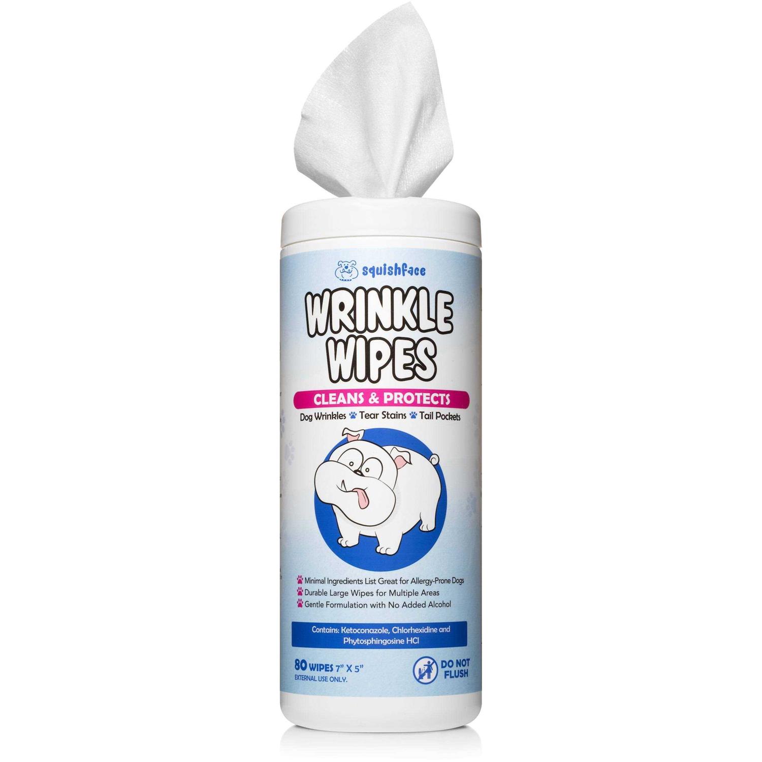 Squishface Wrinkle Wipes – 5”x7” Large Dog Wipes Deodorizing Tear Stain Remover – Great for English Bulldog - Healthber