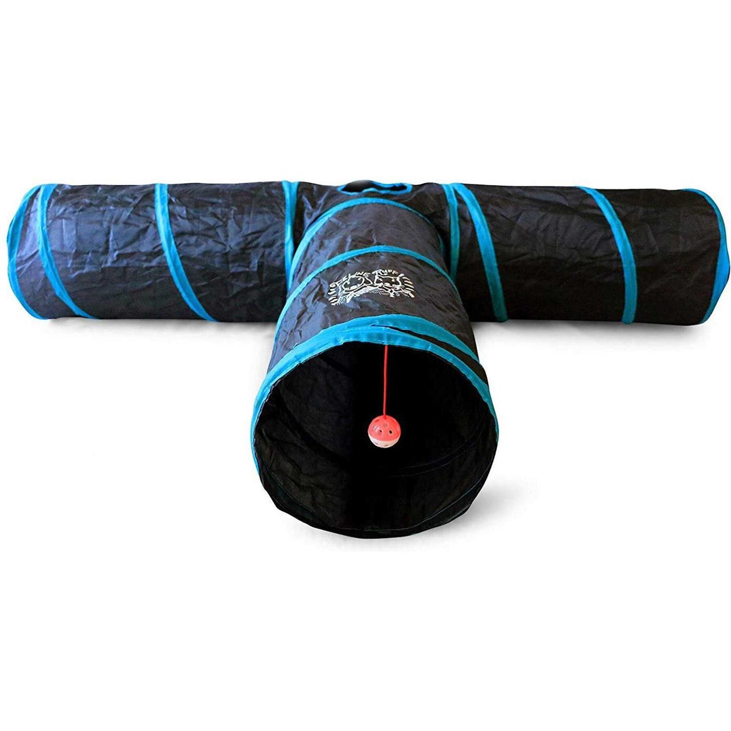 Feline Ruff Premium Way Cat Tunnel. Extra Large 12 Inch Diameter and Extra Long. A Big Collapsible Play Toy. Wide Pet Tunnel Tube - Healthber