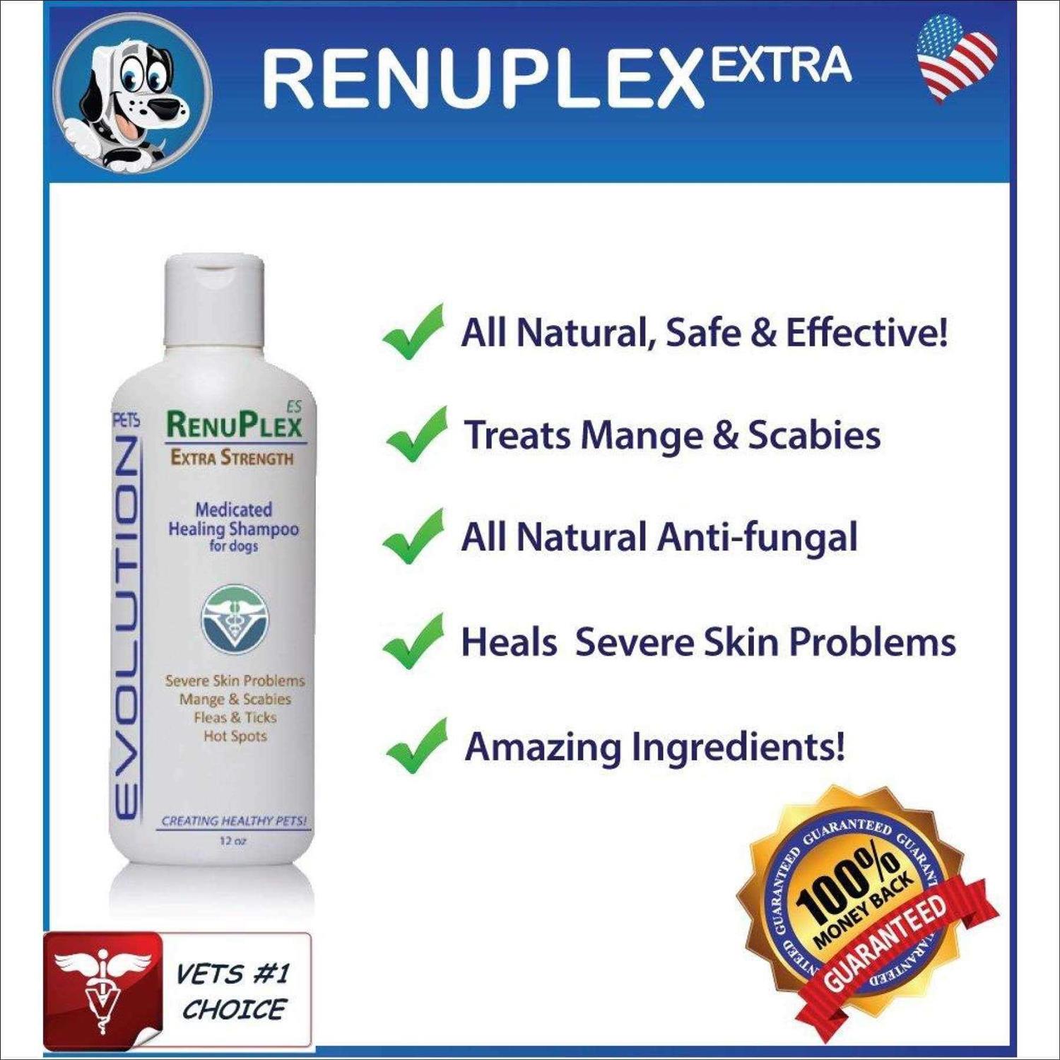 RenuPlex Medicated Dog Mange Shampoo. Extra Strength Mange Shampoo for Dogs Eliminates Mange - Healthber