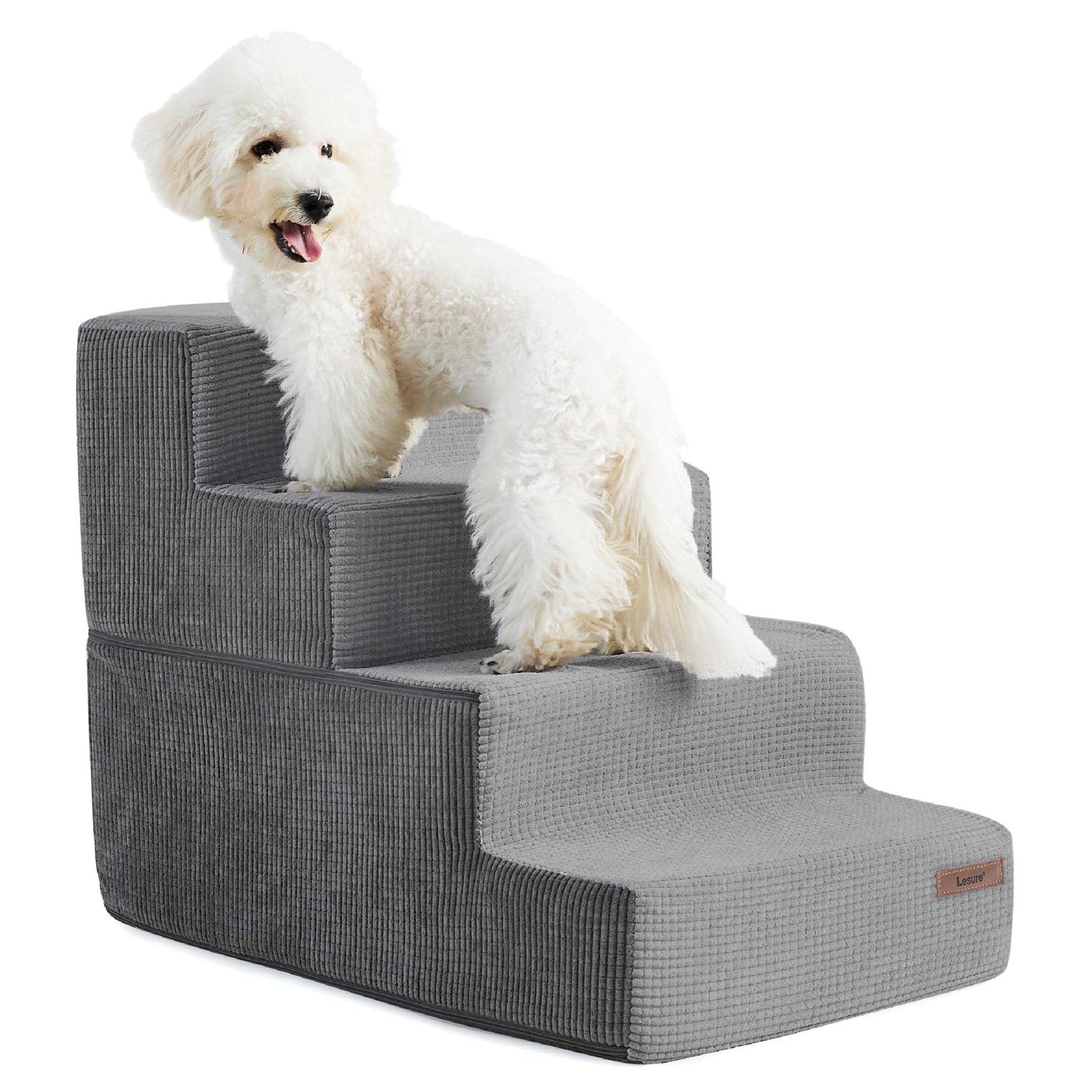 LE SURE Lesure Dog Stairs for Small Dogs Pet Stairs Beds and Couch, Folding Pet Steps with CertiPUR-US Certified Foam for Cat and Doggy - Healthber