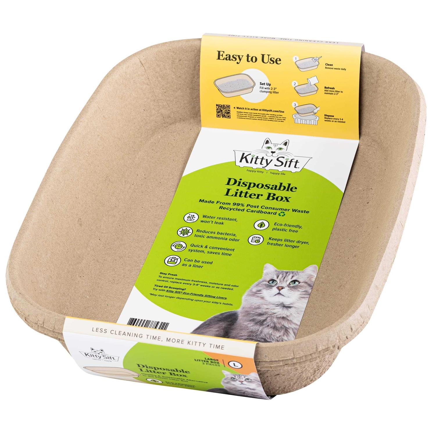 Kitty Sift Eco-Friendly Disposable Litter Box - Healthber